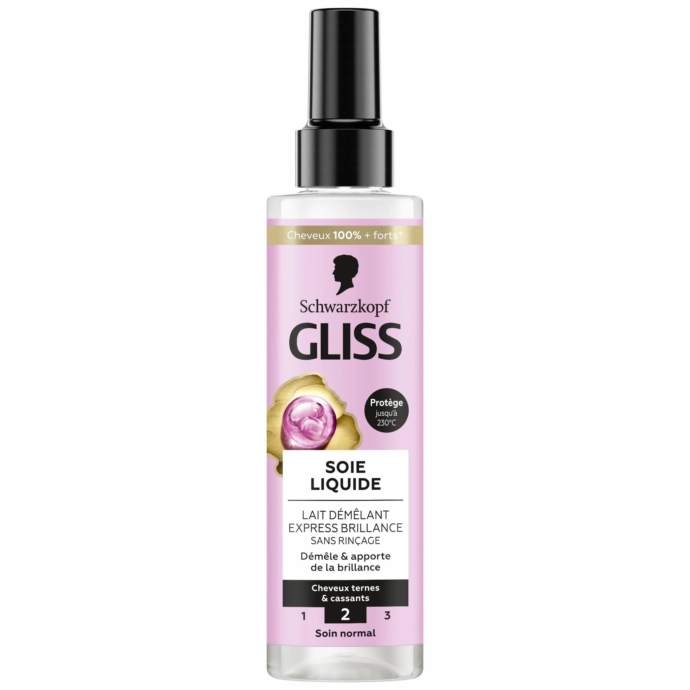 Schwarzkopf Gliss Lait Demelant Express Soie Liquide 200 ml Protection 230°C Cheveux Ternes Cassants