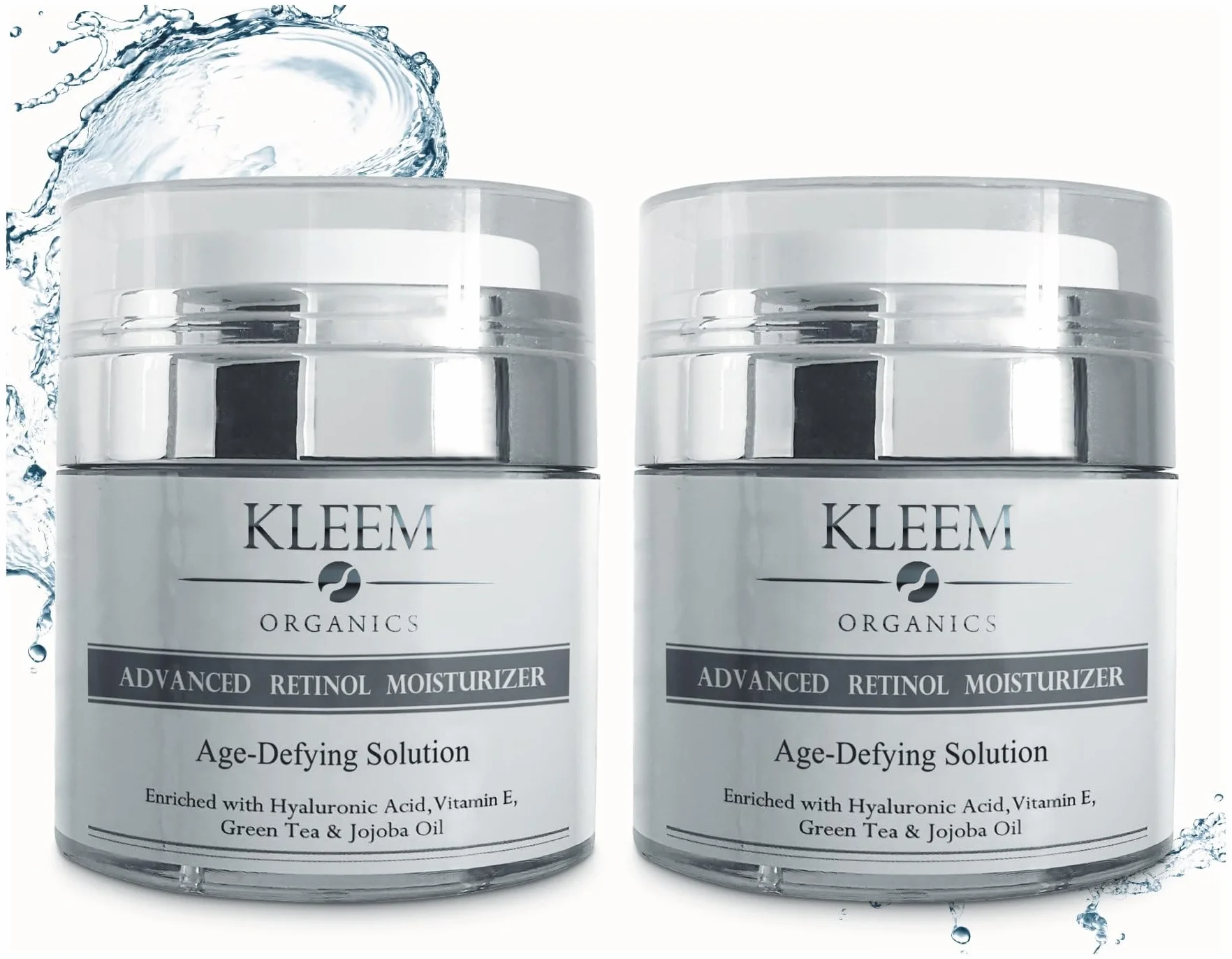 Duo de Crèmes au Rétinol – Anti-Rides, Raffermissant, Éclat de la Peau – Cible les Rides, Ridules & Taches Brunes – Avec Acide Hyaluronique & Vitamine E – Végan & Non Testé sur Animaux