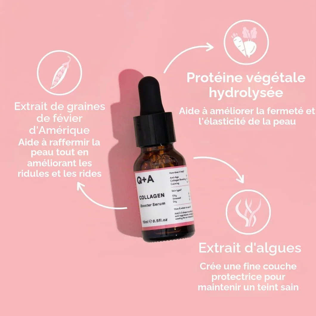 Sérum booster de collagène végétalien au collagène végétal, graines de févier épineux et extraits d'algues