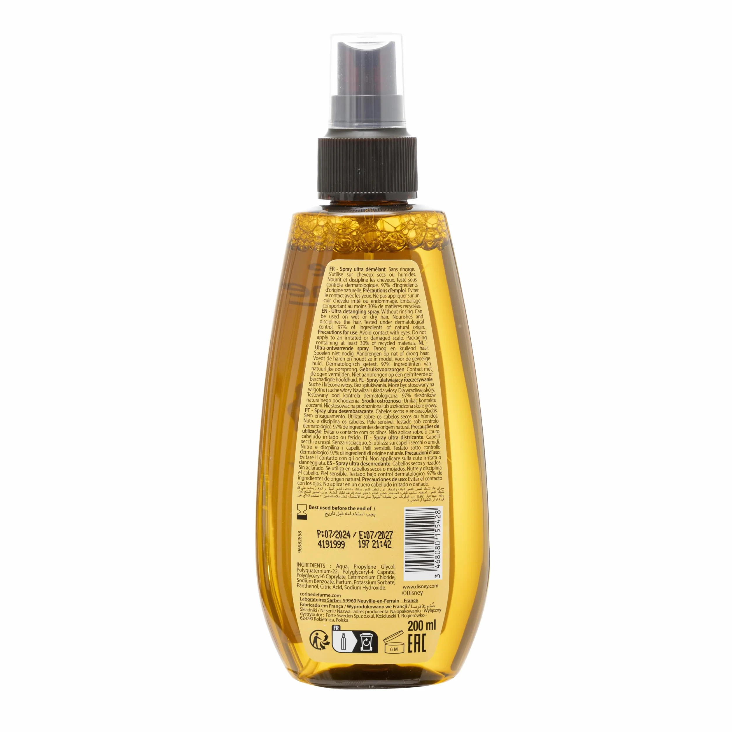 Corine de Farme Spray Ultra Démêlant Disney Vaiana Soin Enfant Sans Rinçage Formulation Clean Beauty Fabriqué France Parfum Coco