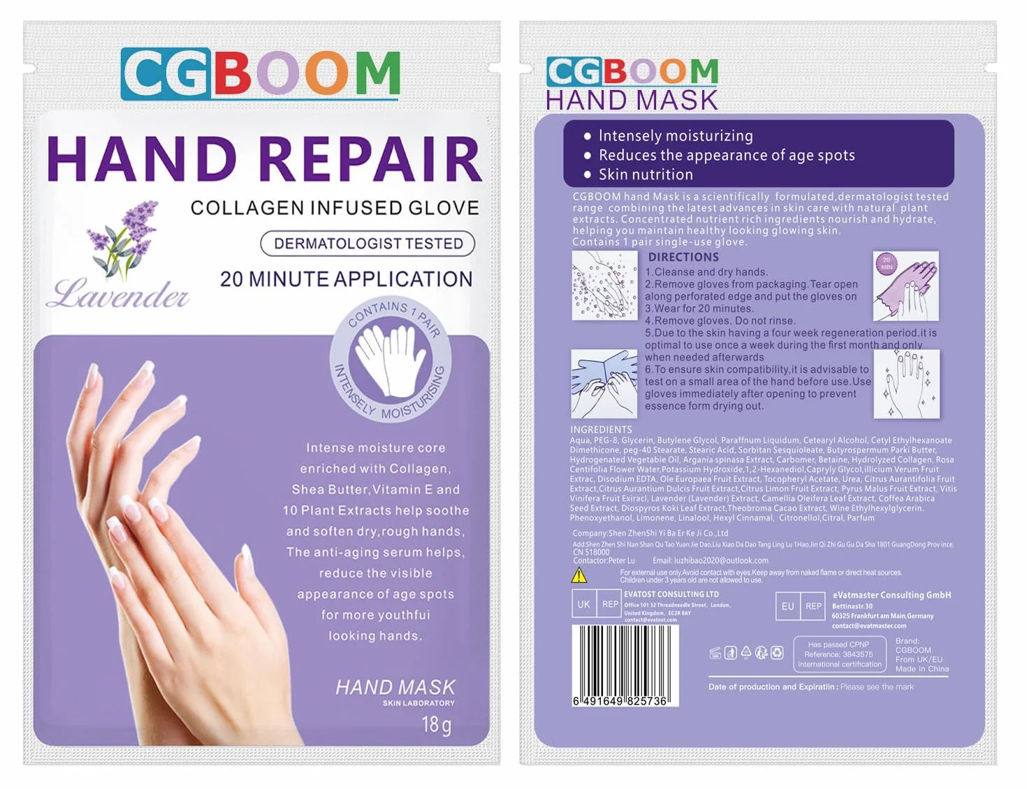 Masques hydratants exfoliants pour les mains - Gants nourrissants peau sèche craquelée - Lavande
