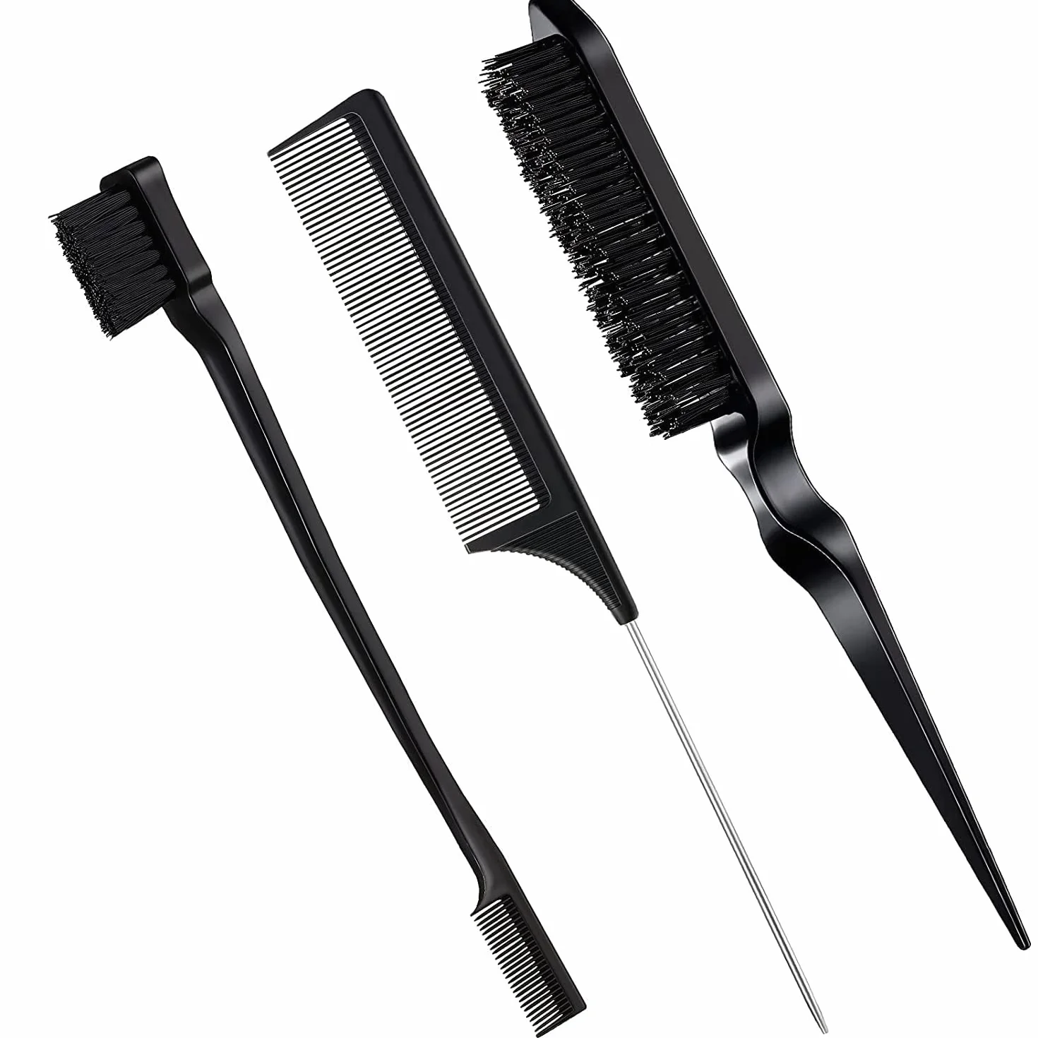 Peigne Baby Hair 3 Pièces Brosse Lissante pour Cheveux Noir