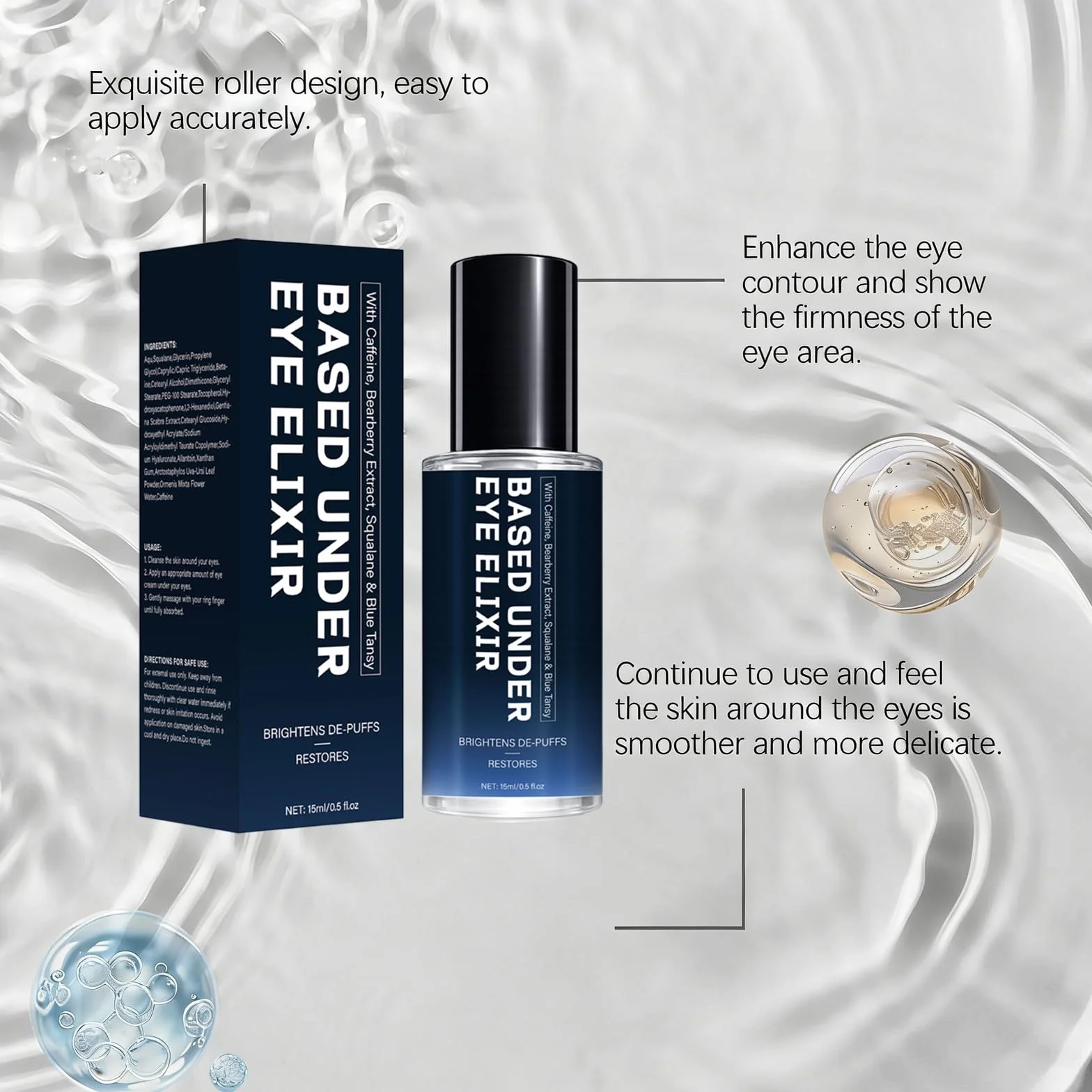 Sérum Visage Anti-Âge Action Rapide Under Eye Elixir Anti-Rides Fermeté Tonifiant Tous Types de Peaux Soin Anti-Âge des Yeux Contour des Yeux Lisse Hydratante 24h 3PC