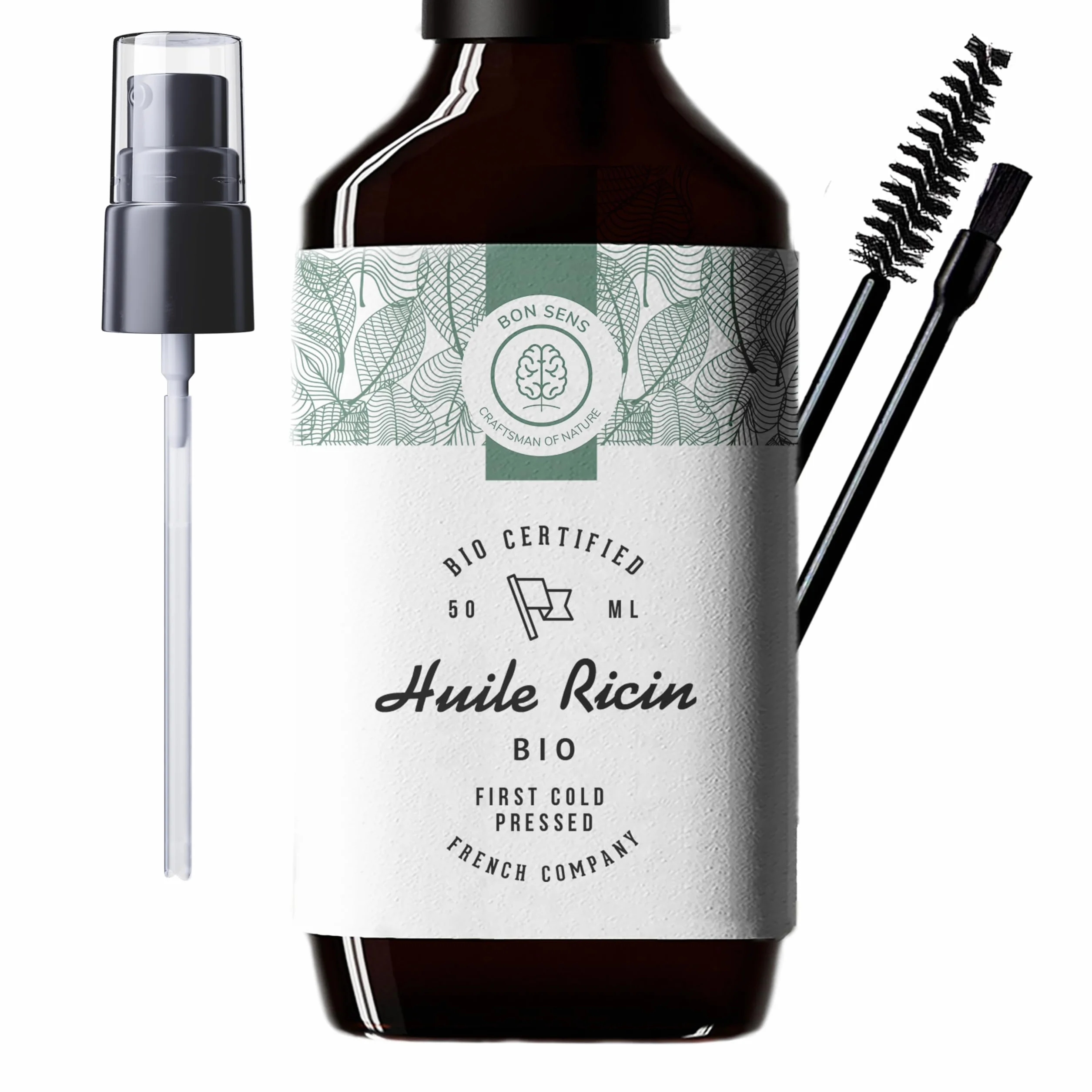 Huile de Ricin Bio 50ml Pressée à froid Pure Soin Cheveux Barbe Cils Sourcils Ongles