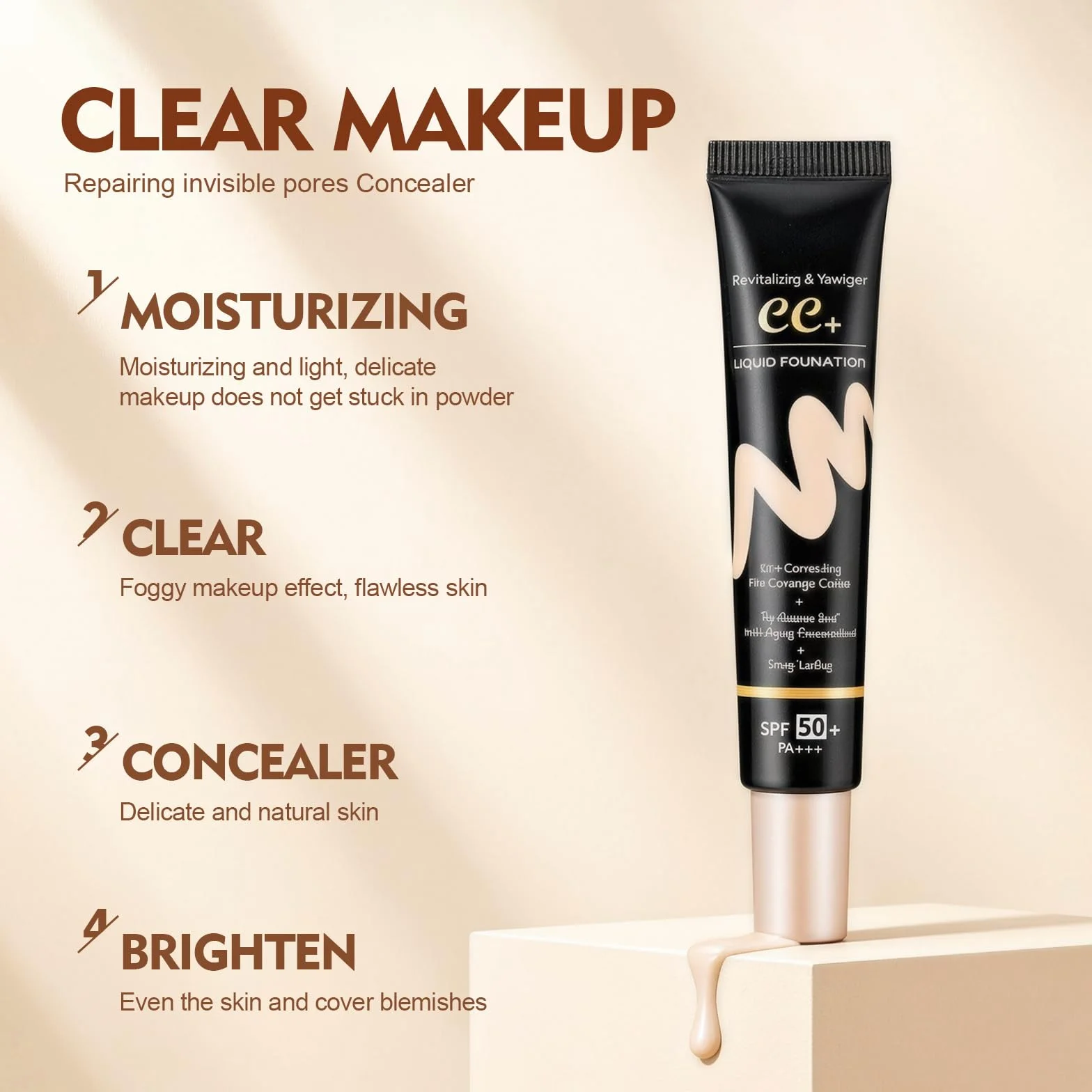 Cc Crème Légère SPF50 Haute Couvrance Hydratation 24h Texture Fluide Unifie le Teint