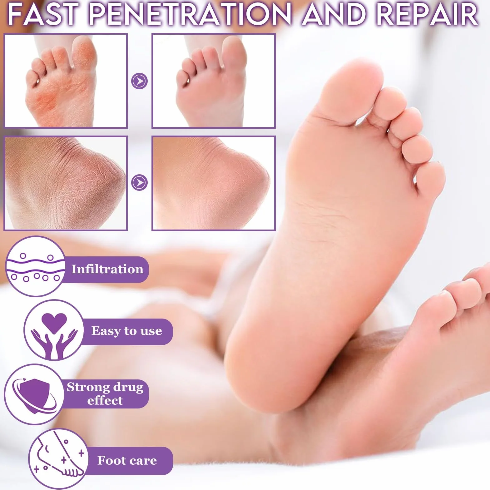 Masque hydratant pour les pieds, soin des pieds secs et fendillés, 6 paires aloe vera lavande