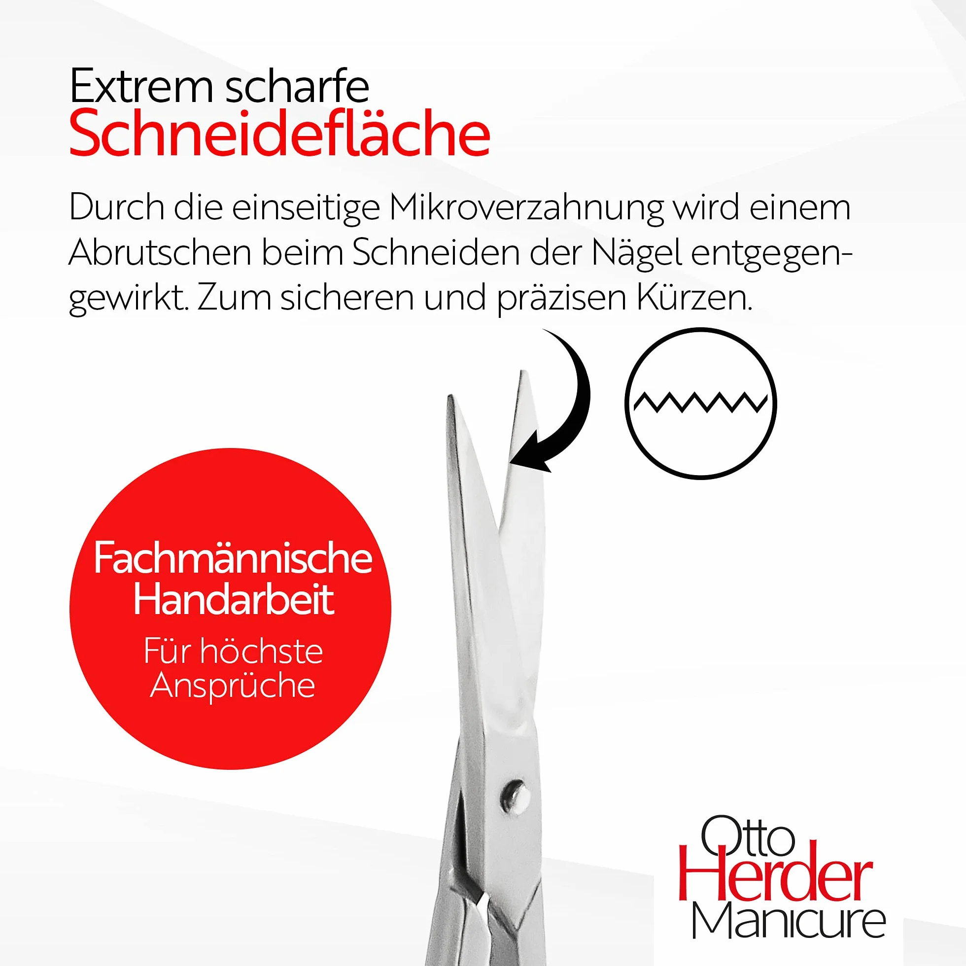 OTTO HERDER Solingen Ciseaux à ongles, incurvés, extra tranchants, 9 cm, avec coupe courbée/micro-denture, simple face en acier inoxydable, pour ongles des mains et des pieds
