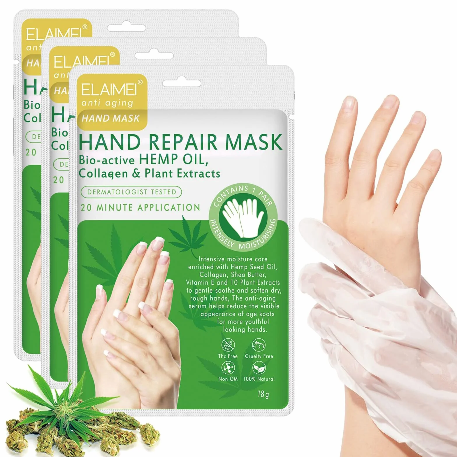 Gants Hydratants Exfoliants pour Mains Sèches, 3 Paires