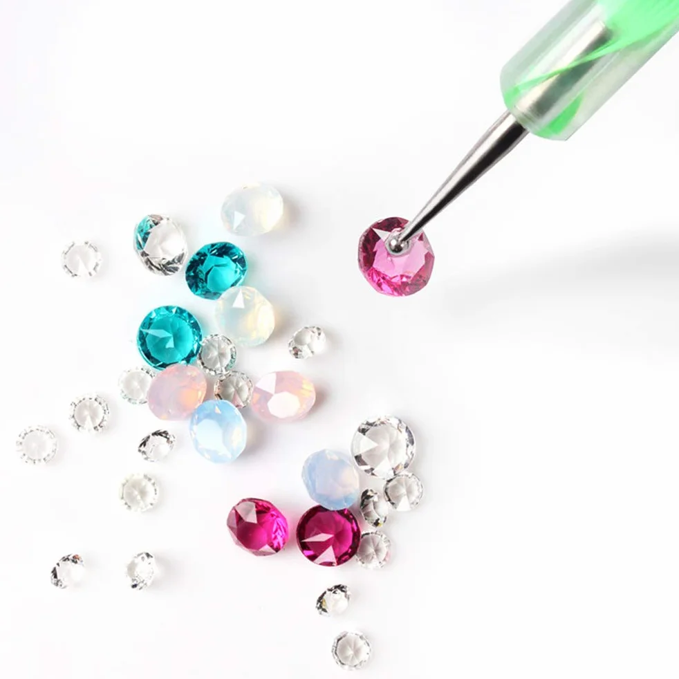 FOCCTS Kit Manucure Nail Art Strass Ongles 4 Boîtes Strass 4 Stylos Vernis 1 Pince à Épiler Décoration 3D