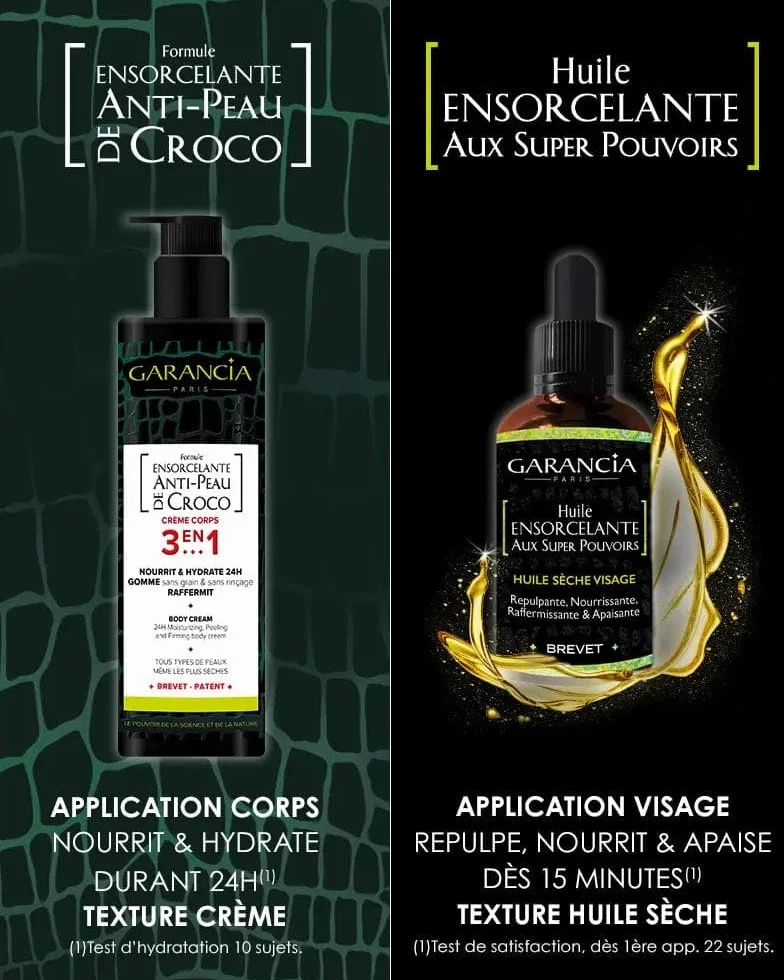 Garancia Crème corps 3 en 1 400 ml Formule ENSORCELANTE ANTI-PEAU DE CROCO Parfum