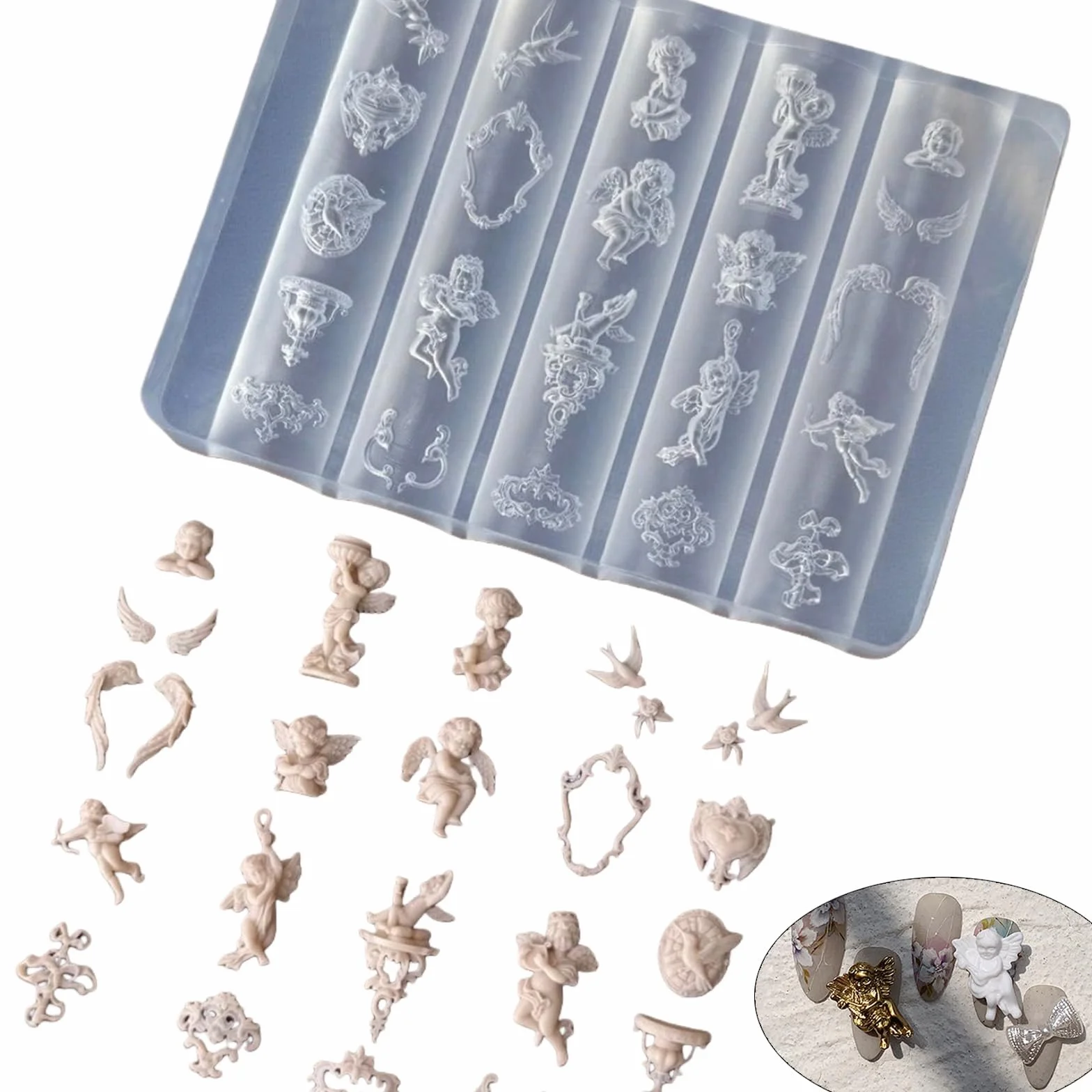Moule en silicone pour ongles professionnels baroque créative
