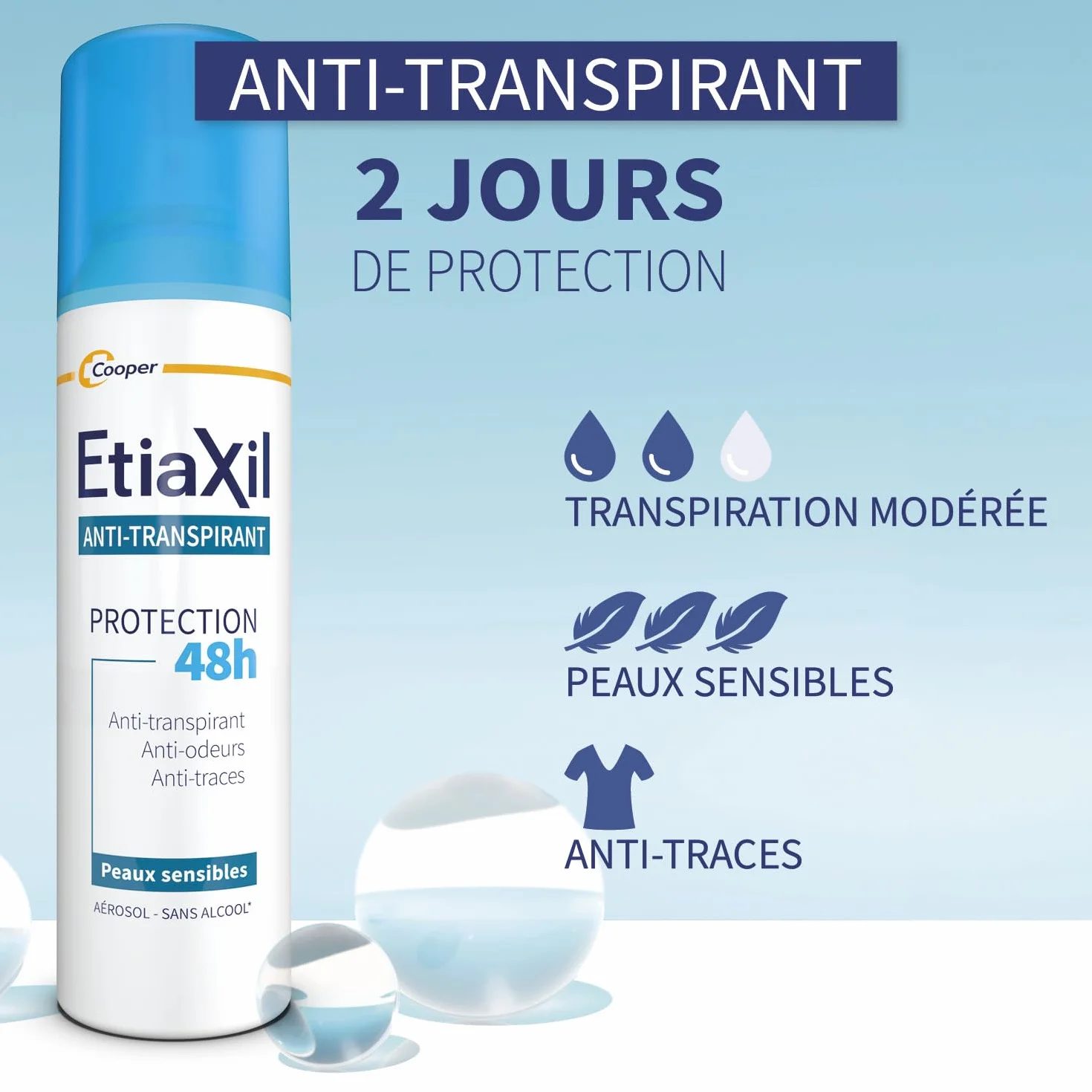 ETIAXIL Déodorant Anti-Transpirant Aérosol 48h 150 ml Lot de 2