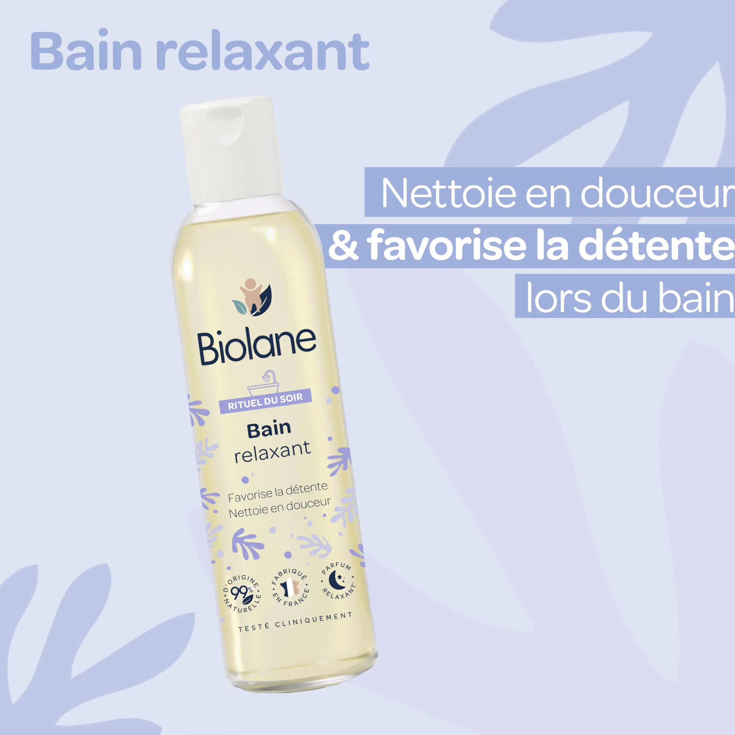 BIOLANE Bain relaxant bébé 150ml 99% ingrédients naturels Fabriqué en France