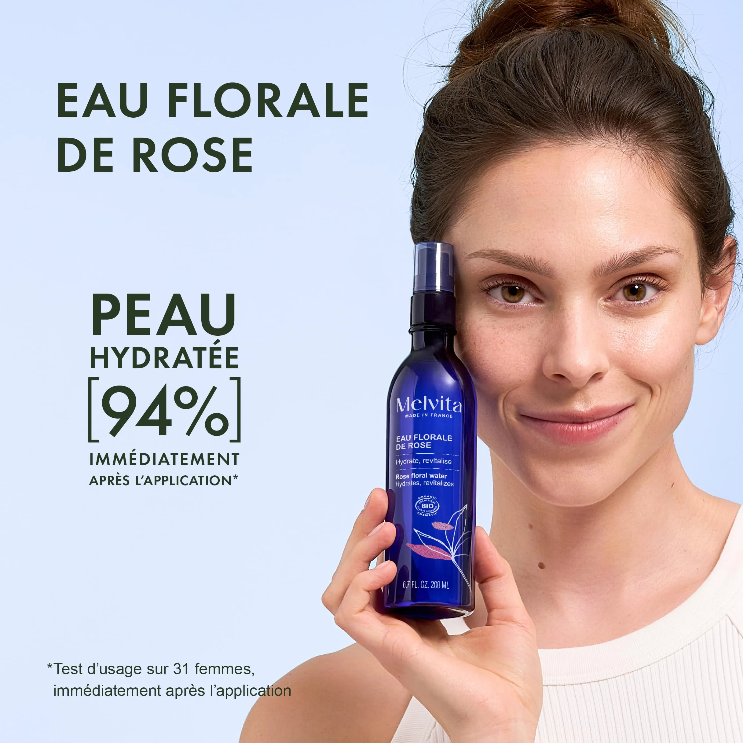 Melvita Eau Florale Tonifiante Rafraîchissante 100% Naturelle Certifiée Bio Fabriquée en France