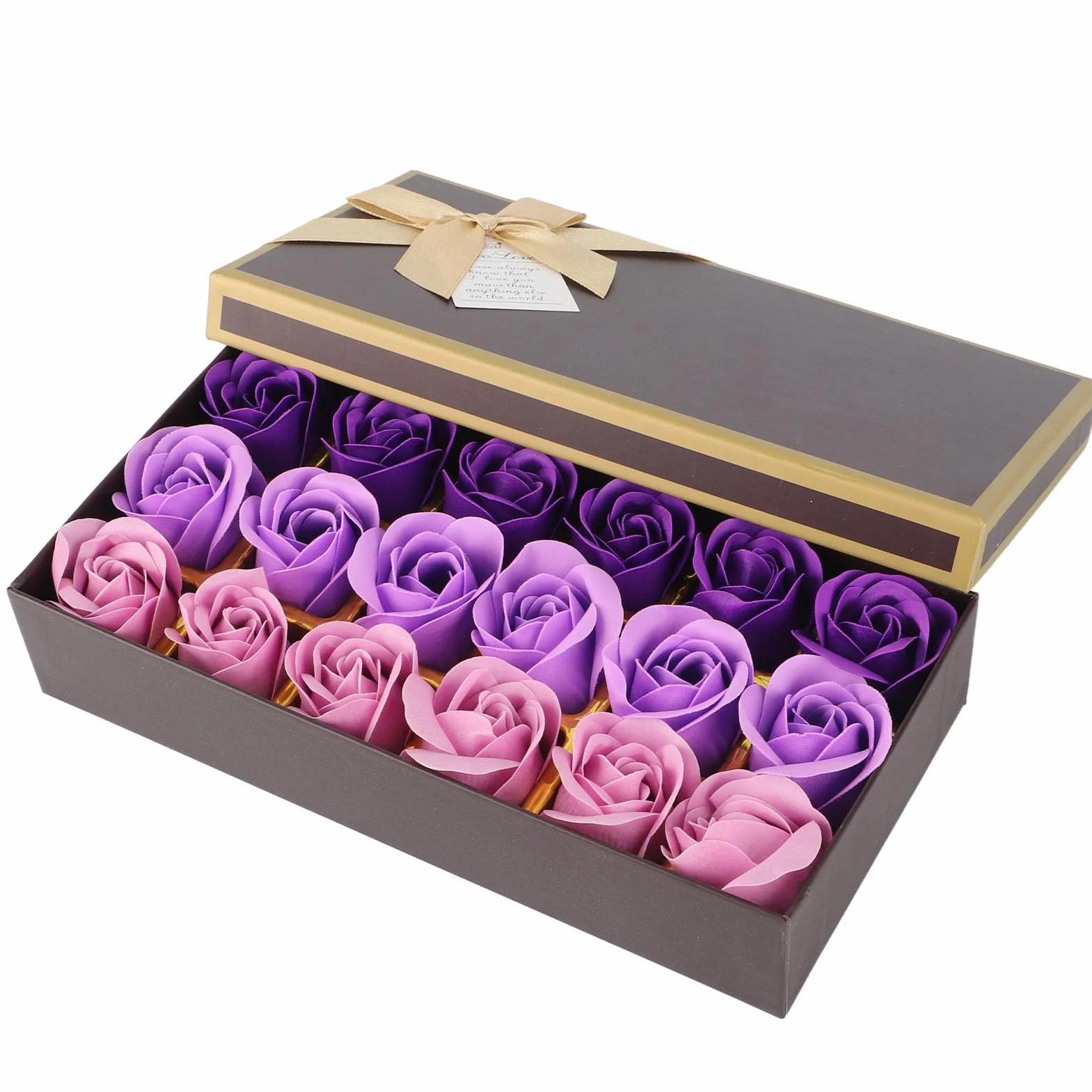 Coffret Cadeau Romantique Savon Rose Dégradé Violet Fait à la Main 18 Fleurs de Jouet
