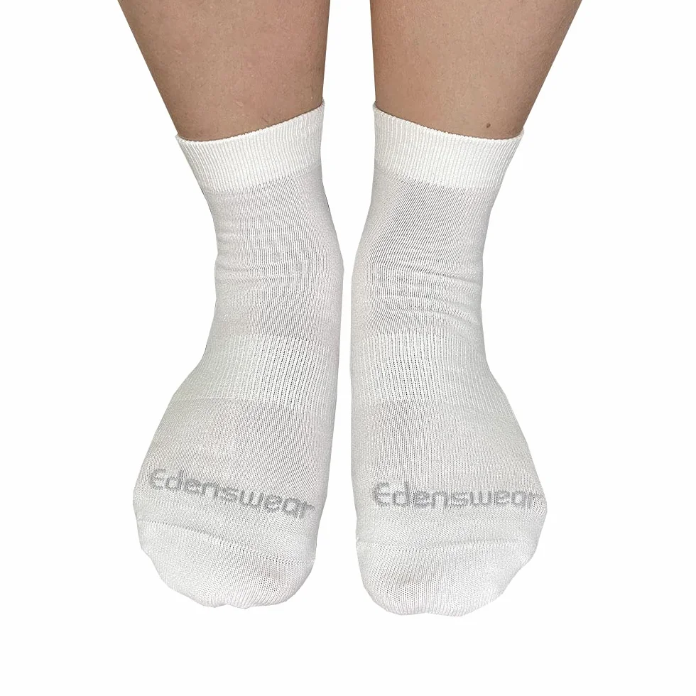 Edenswear Chaussettes hydratantes en Tencel infusé de zinc pour adulte souffrant d'eczéma (blanc, L)