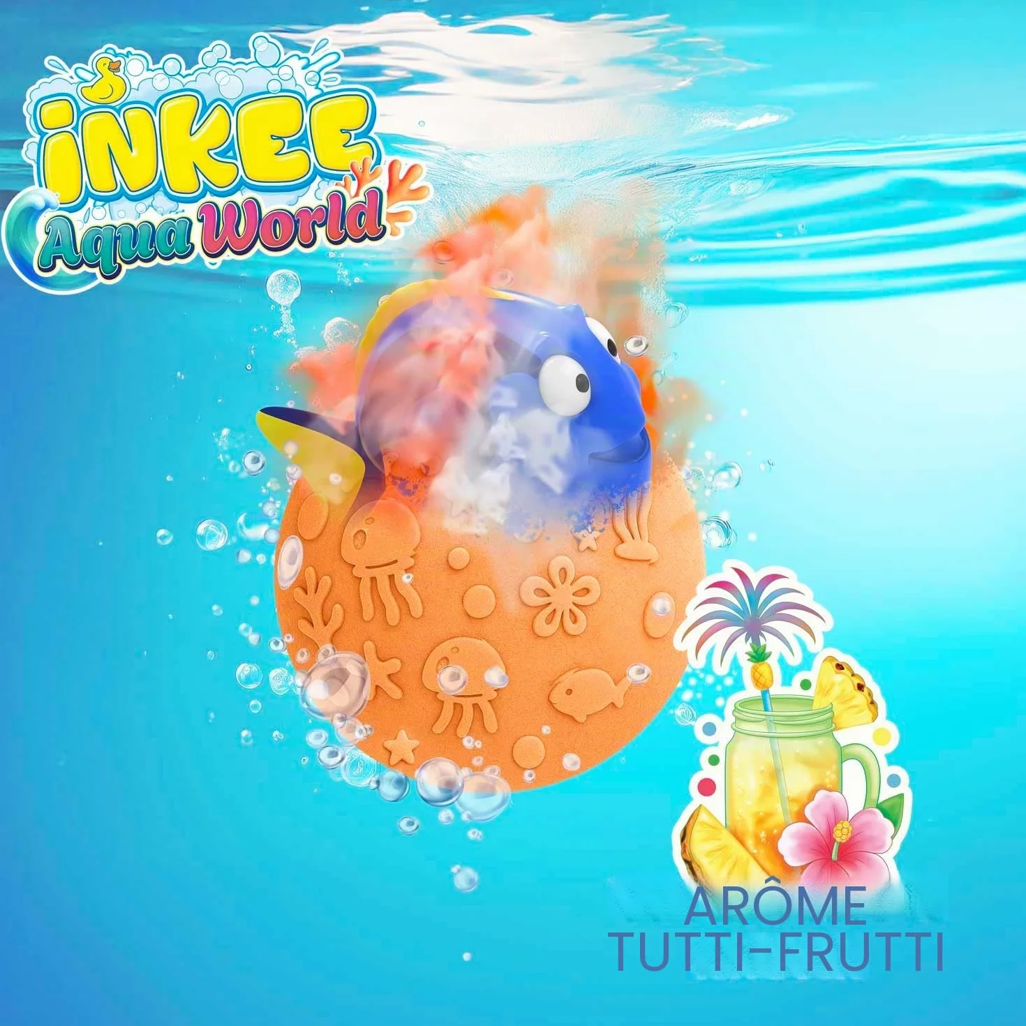 INKEE Bombe de bain surprise Aqua World – Boule de bain enfant avec surprise jouet de bain colorée