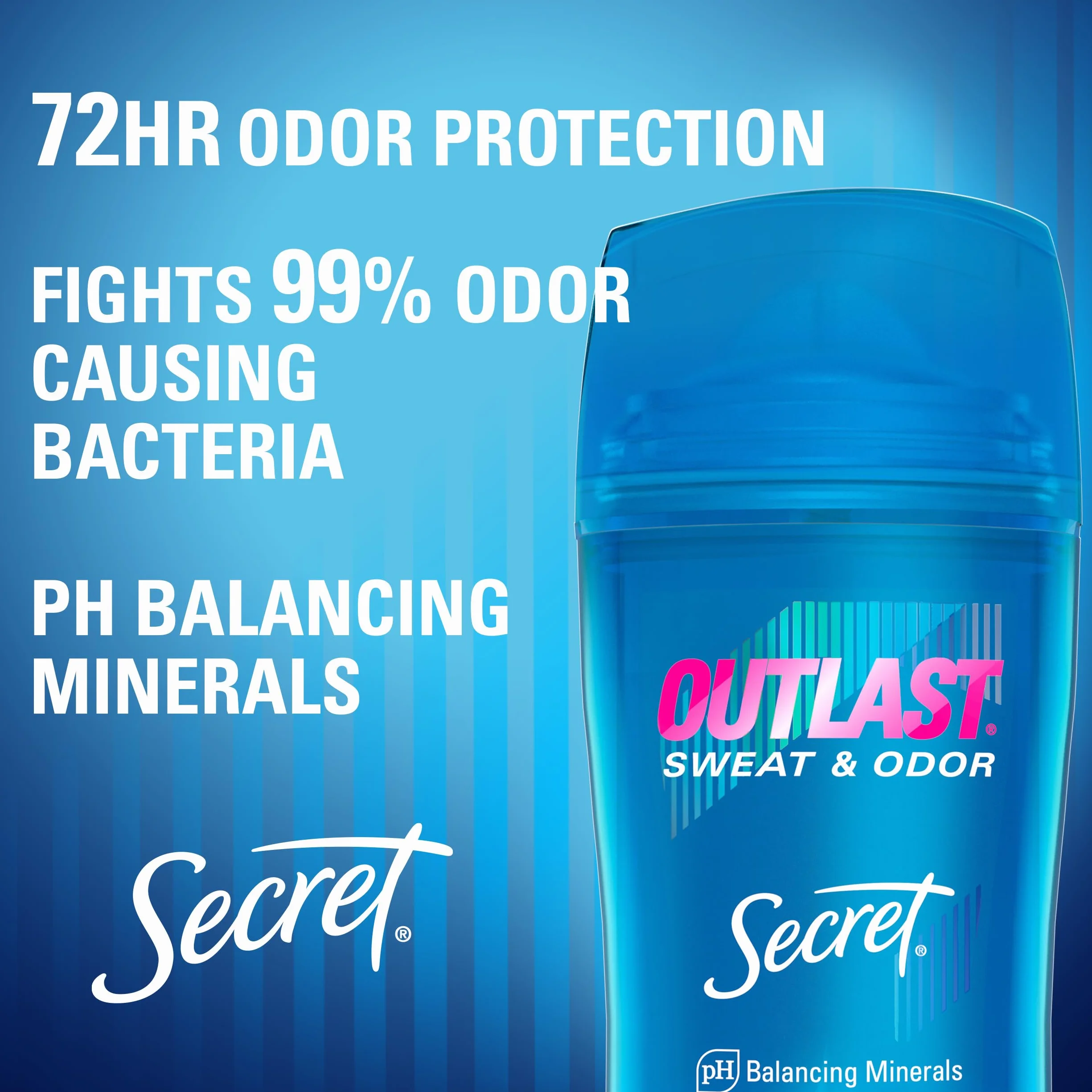 Secret Outlast Lot de 2 flacons de gel anti-transpirant et déodorant Clear Clear – 2,6 oz