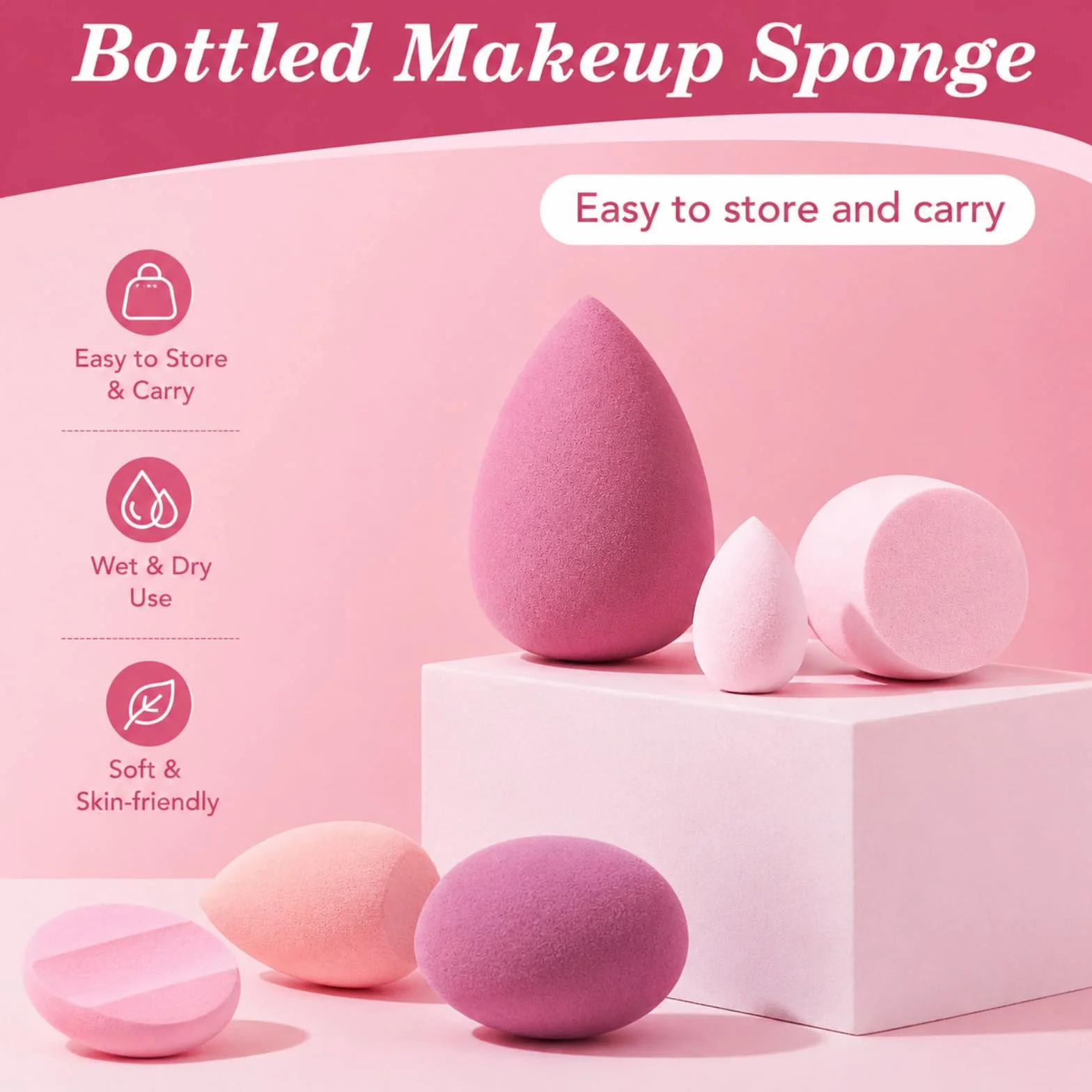 Éponges Maquillage & Houpettes 14 Pcs Rose, Beauty Blender Douces pour Fond de Teint, Correcteur, Poudre – Application Zéro Défaut sans Traces