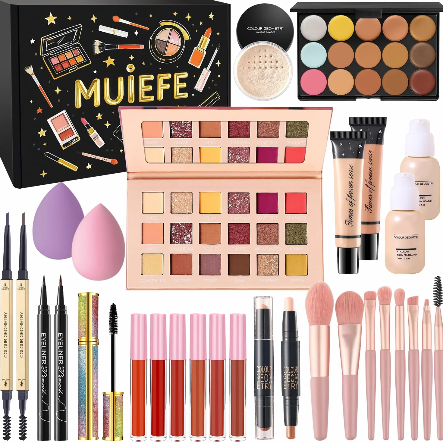 Coffret Maquillage Femme, Kit Maquillage Professionnel Complet, Coffret Cadeau Maquillage Ado Fille avec Palette de Fards à Paupières Fond de Teint Gloss à Lèvres Anti-Cernes Eyeliner Mascara