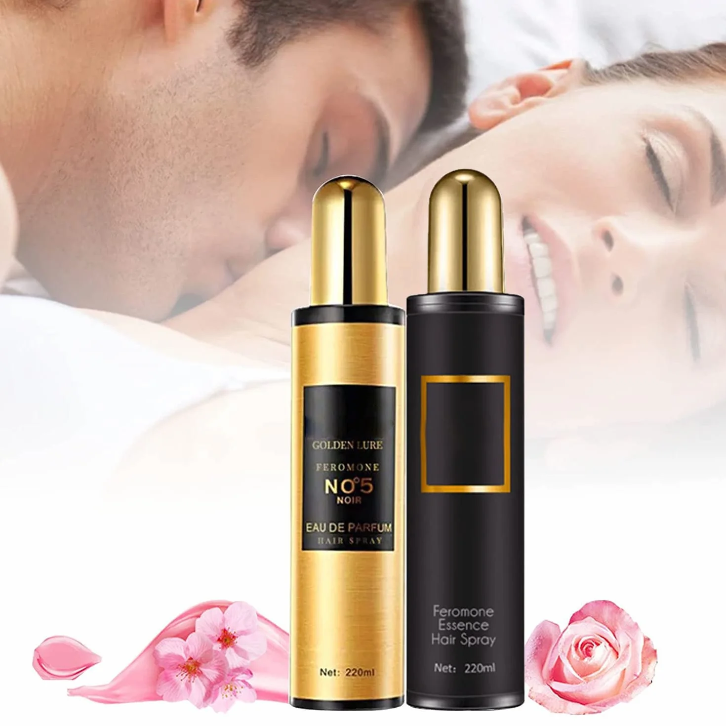 L'UODAIS Golden Lure Feromone Hair Spray Perfume Oil Long Lasting Pheromone Hair Oil (Black+Gold)