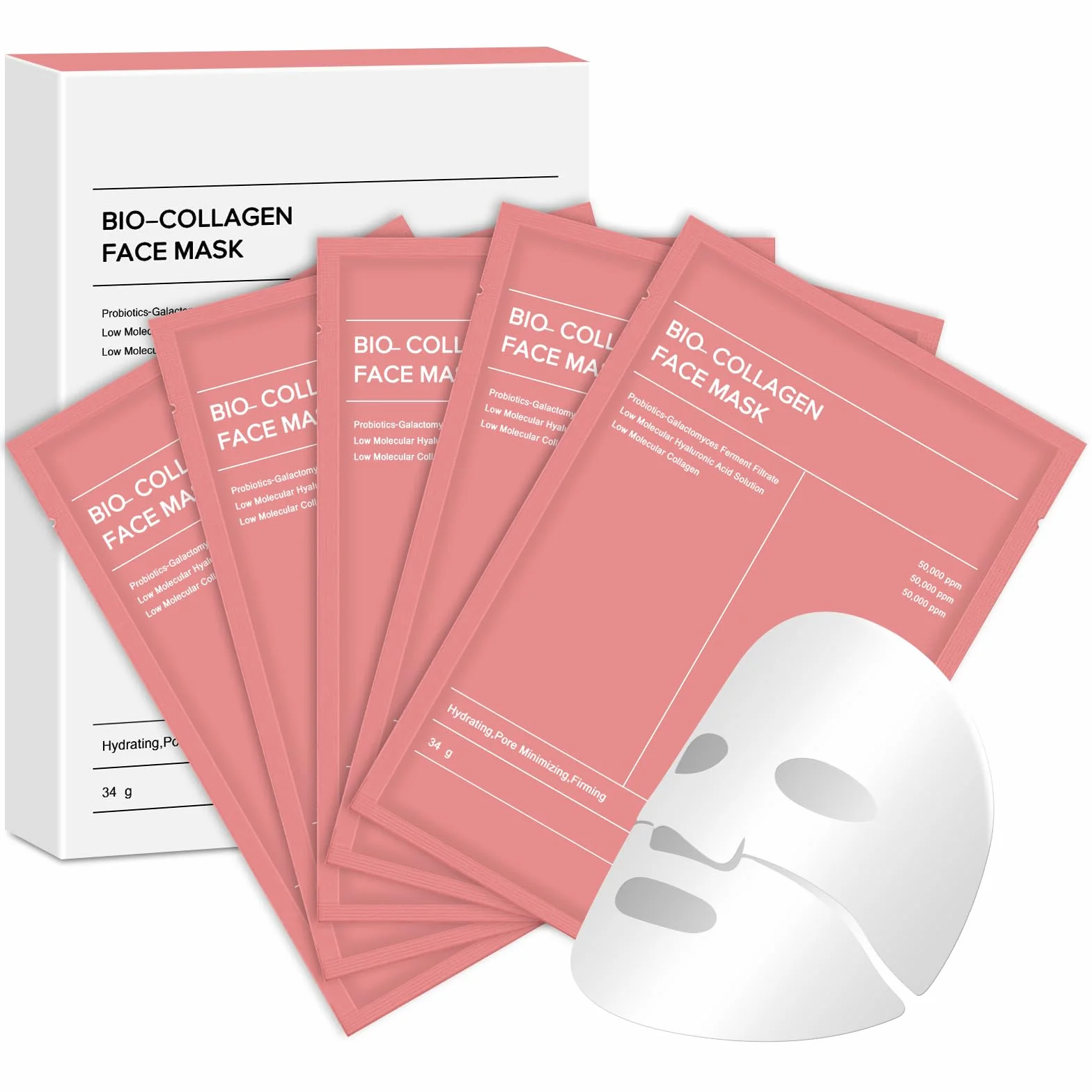 Masque Collagène Visage Bio Collagen Real Deep Mask 5 Pièces Hydratant Anti-Âge Raffermissant