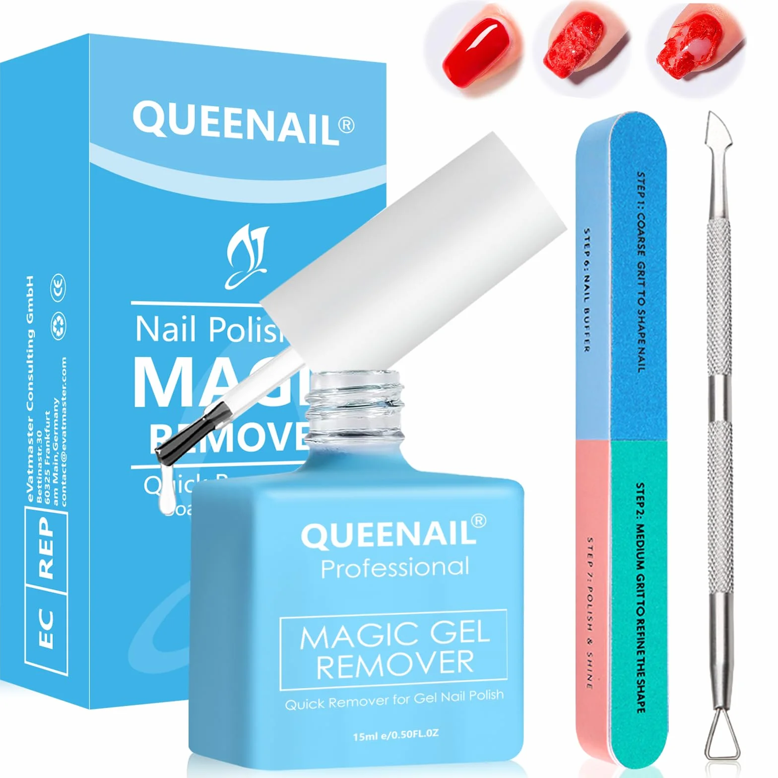 Gel Nail Polish Remover Professionnel, Dissolvant de Vernis à Ongles, Enlever Facile et Rapide, Bleu