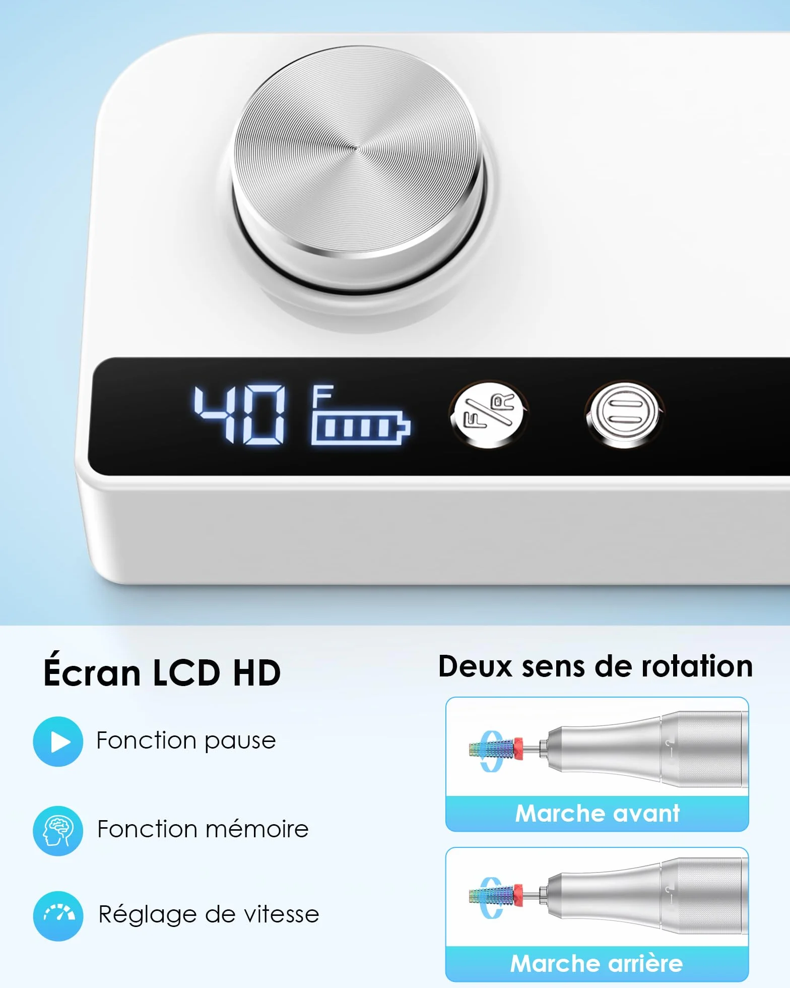 Heypappy Ponceuse Pour Ongles, Ponceuse Pour Ongles,Portable Réchargeable | 40000 RPM,16 En 1 Avec Écran LED, Kit De Manucure Pédicure Vitesse Réglable Pour Salon De Beauté & Maison