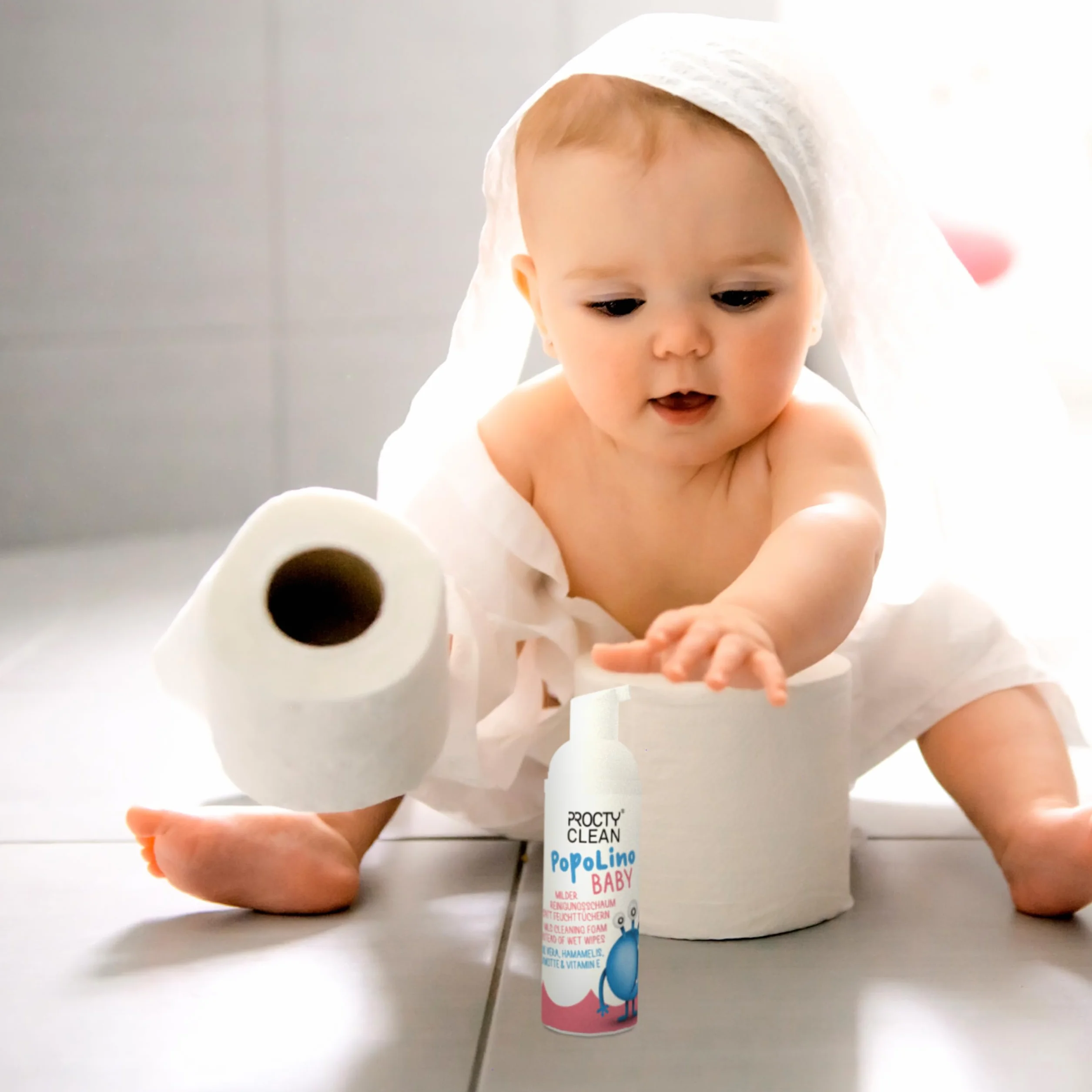 ProctyClean PopoLino Baby Mousse nettoyante douce au lieu de lingettes humides aloe vera hamamelis vitamine E