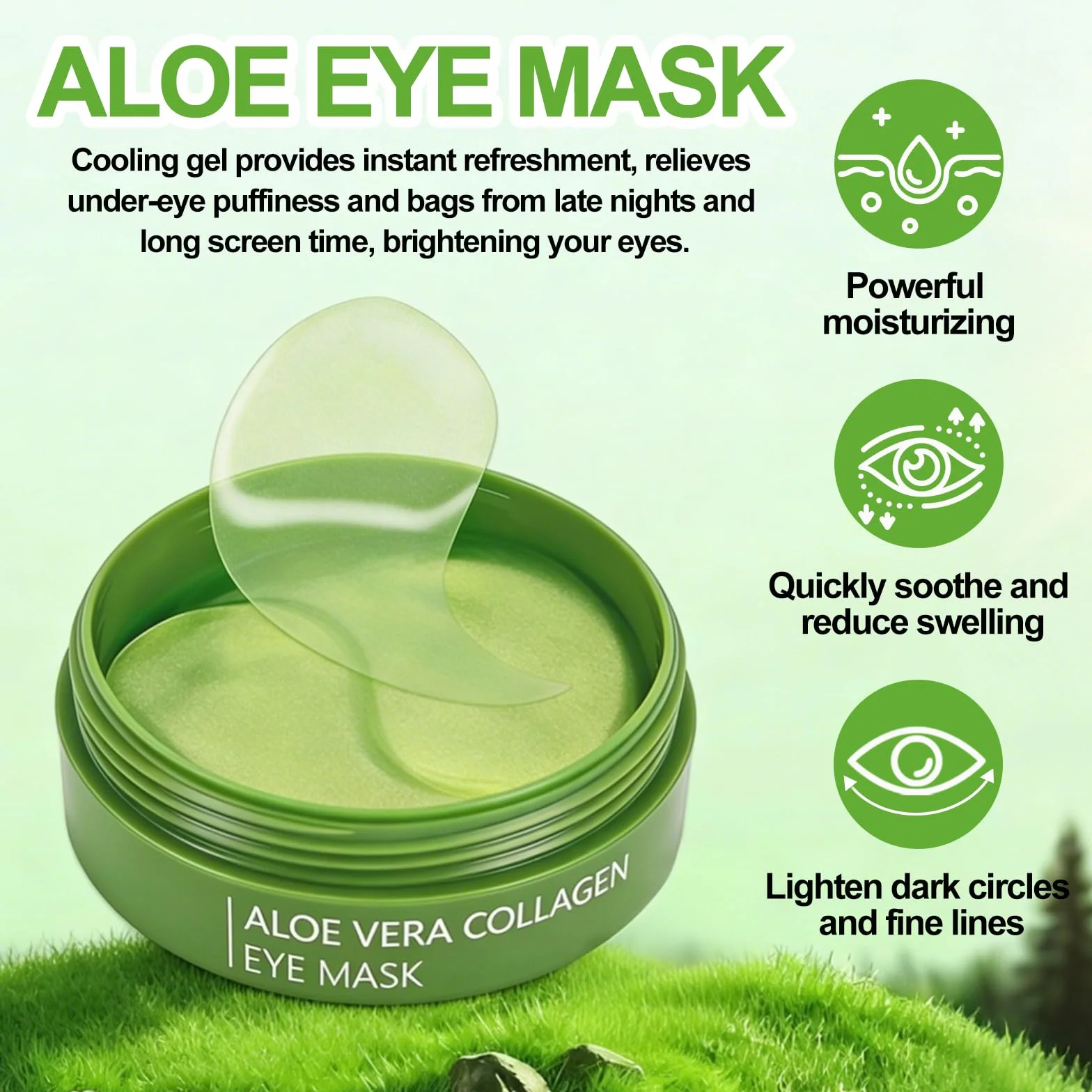 Aloe Vera Patchs Yeux 60 Pièces Anti Cernes Masque Collagène Contour des Yeux