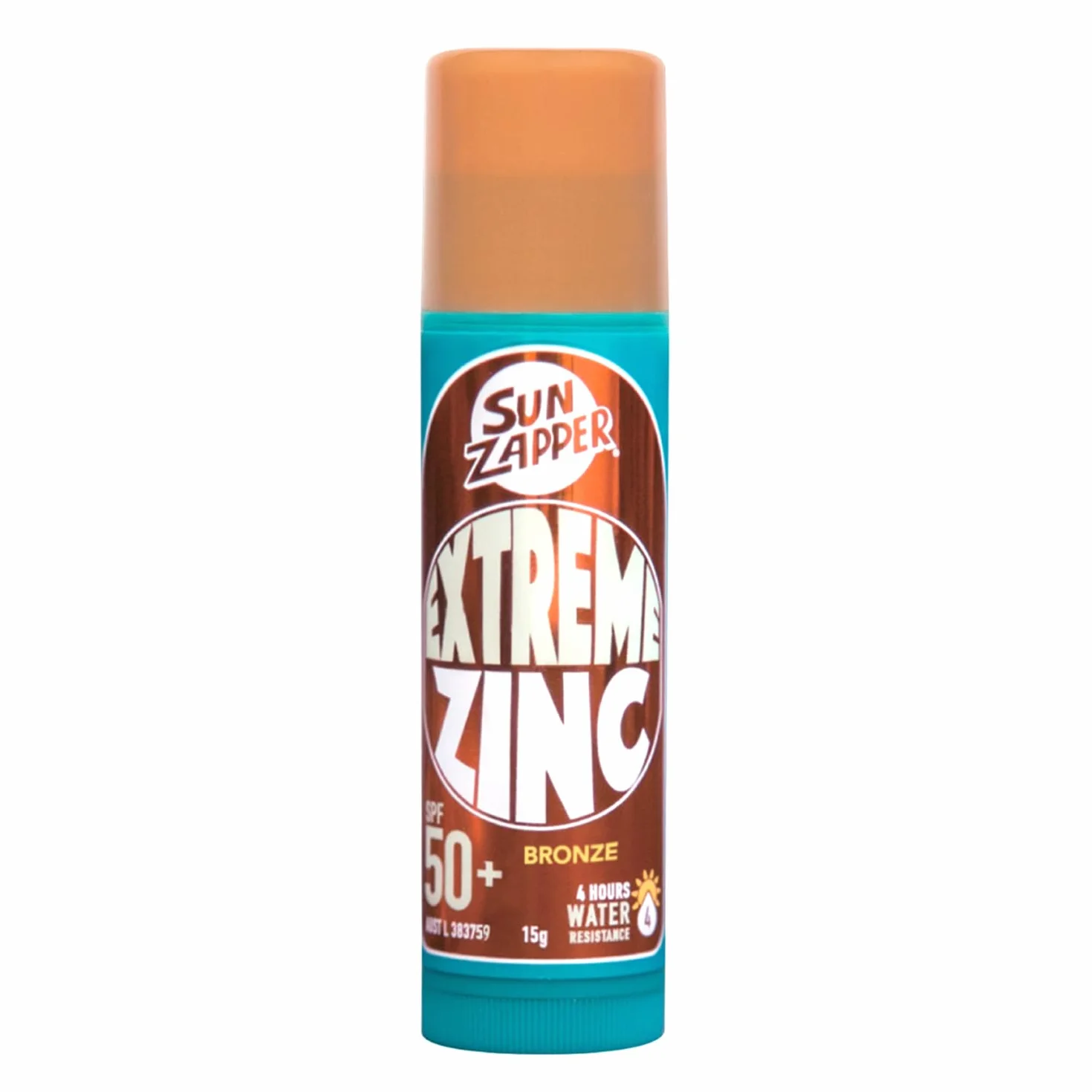 Bâton solaire minéral au zinc extrême Sun Zapper (Bronze) – Protection UVA/UVB SPF 50+ – Teint bronze/foncé – Fabriqué en Australie