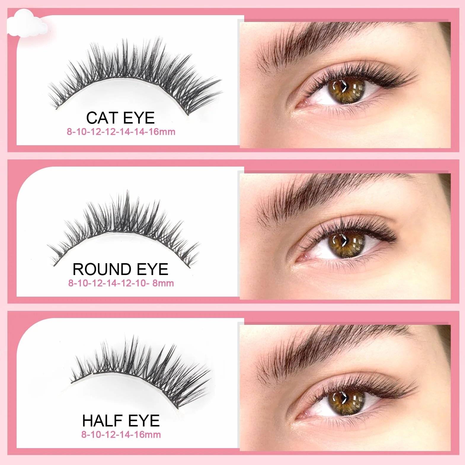 Kit de faux cils manga 120 pièces 8-16mm Collage étanchéité courbure