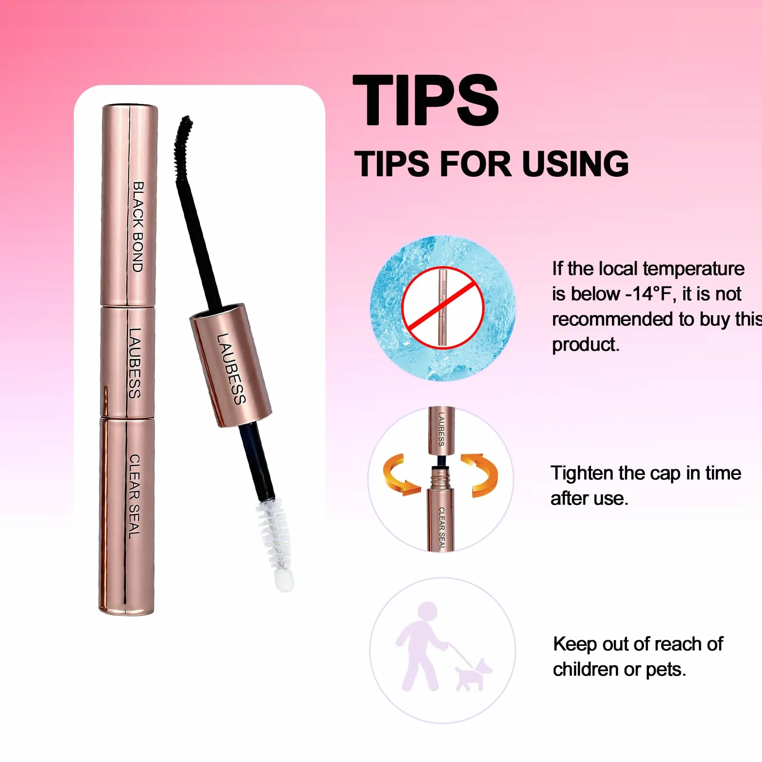Colle Faux Cils Waterproof LAUBESS Extension Cils 10ml Black/Clear