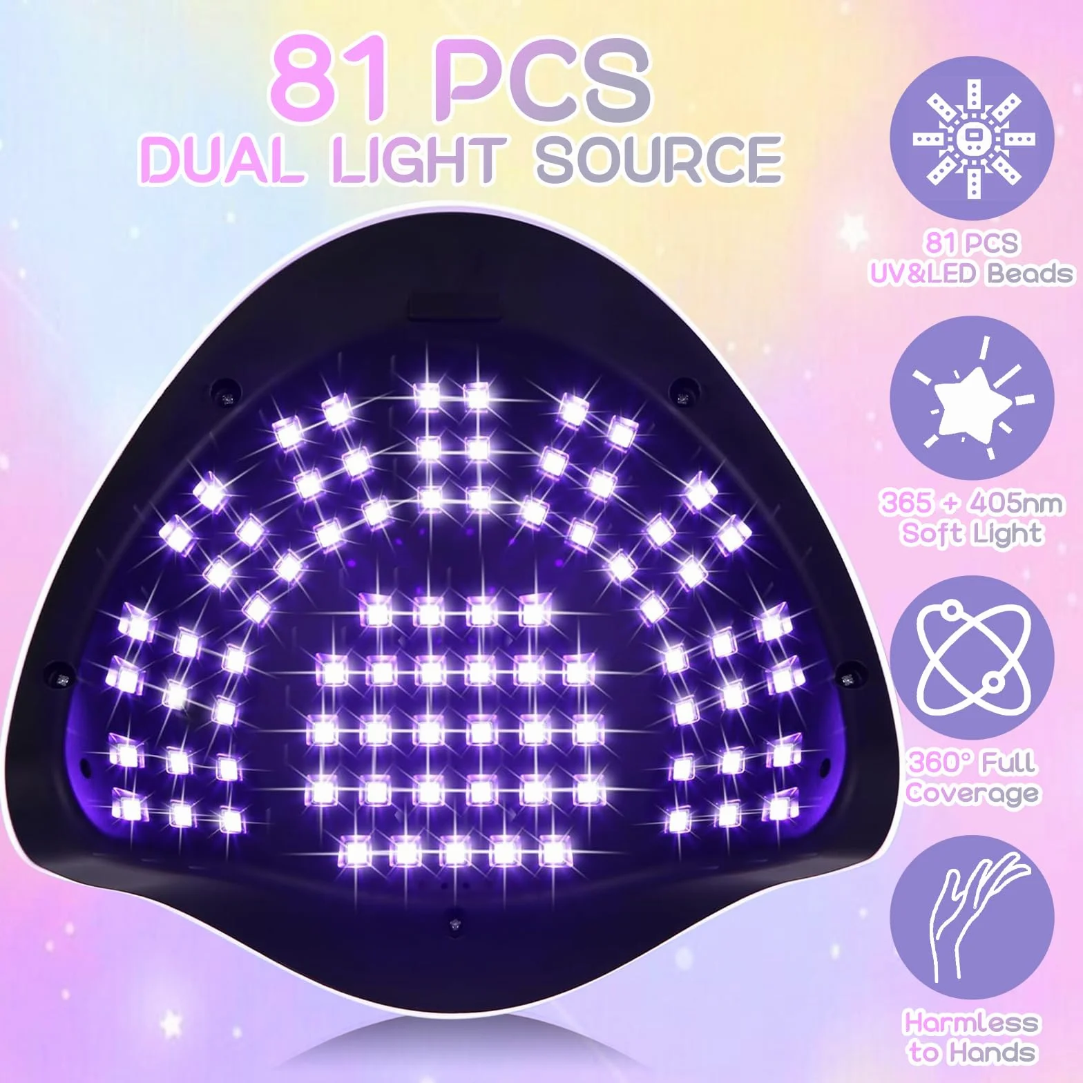 380W Lampe UV Ongles Gel avec 81 Perles, 4 RéGlages De Minuterie Lampe Uv Ongles Semi Permanent Avec LCD Ecran, Capteur Automatique UV Lamp Nails pour Maison et Salons de Manucure Professionnels