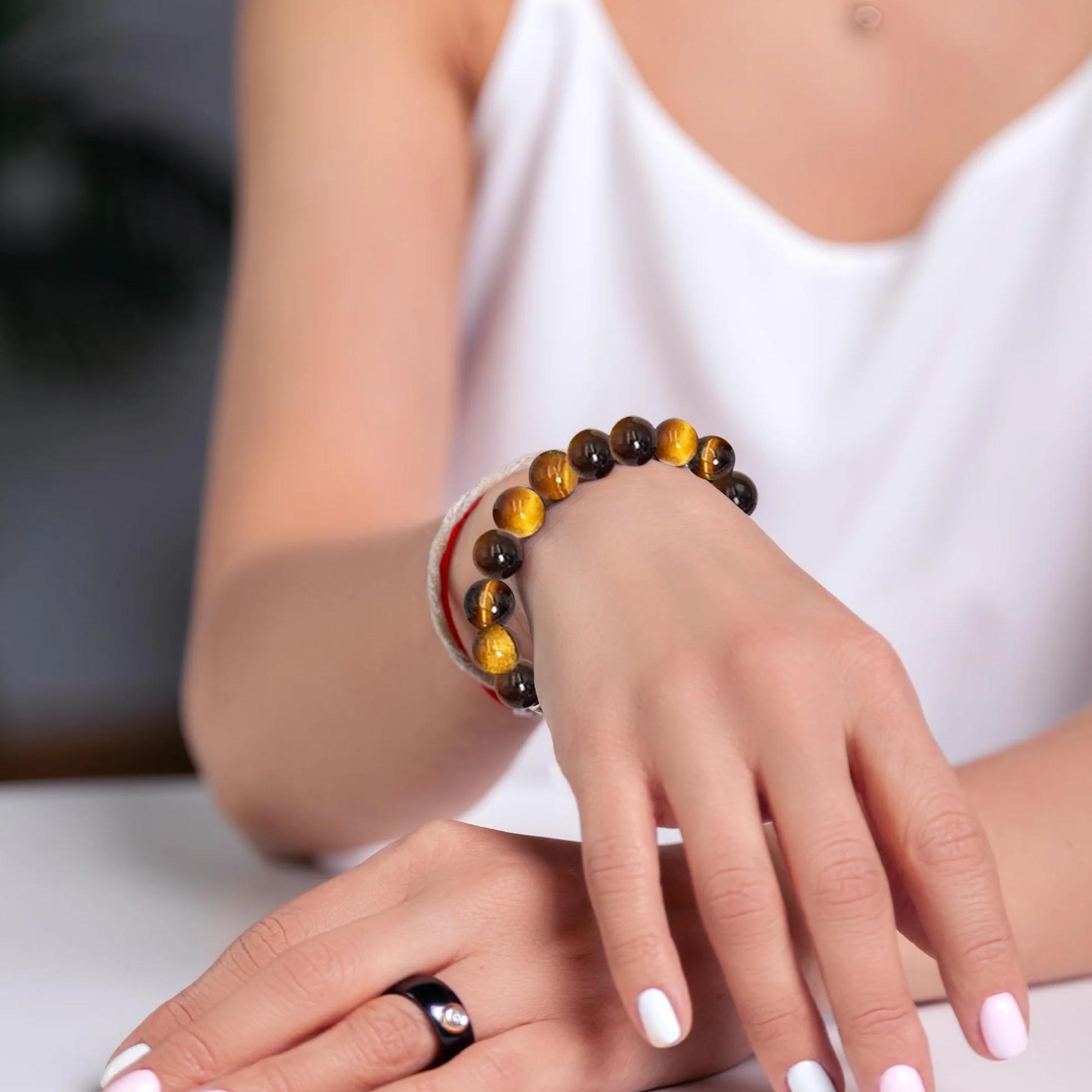 VERTIGE Bracelet Œil de Tigre 8mm Minérales Lithothérapie Ambition Confiance