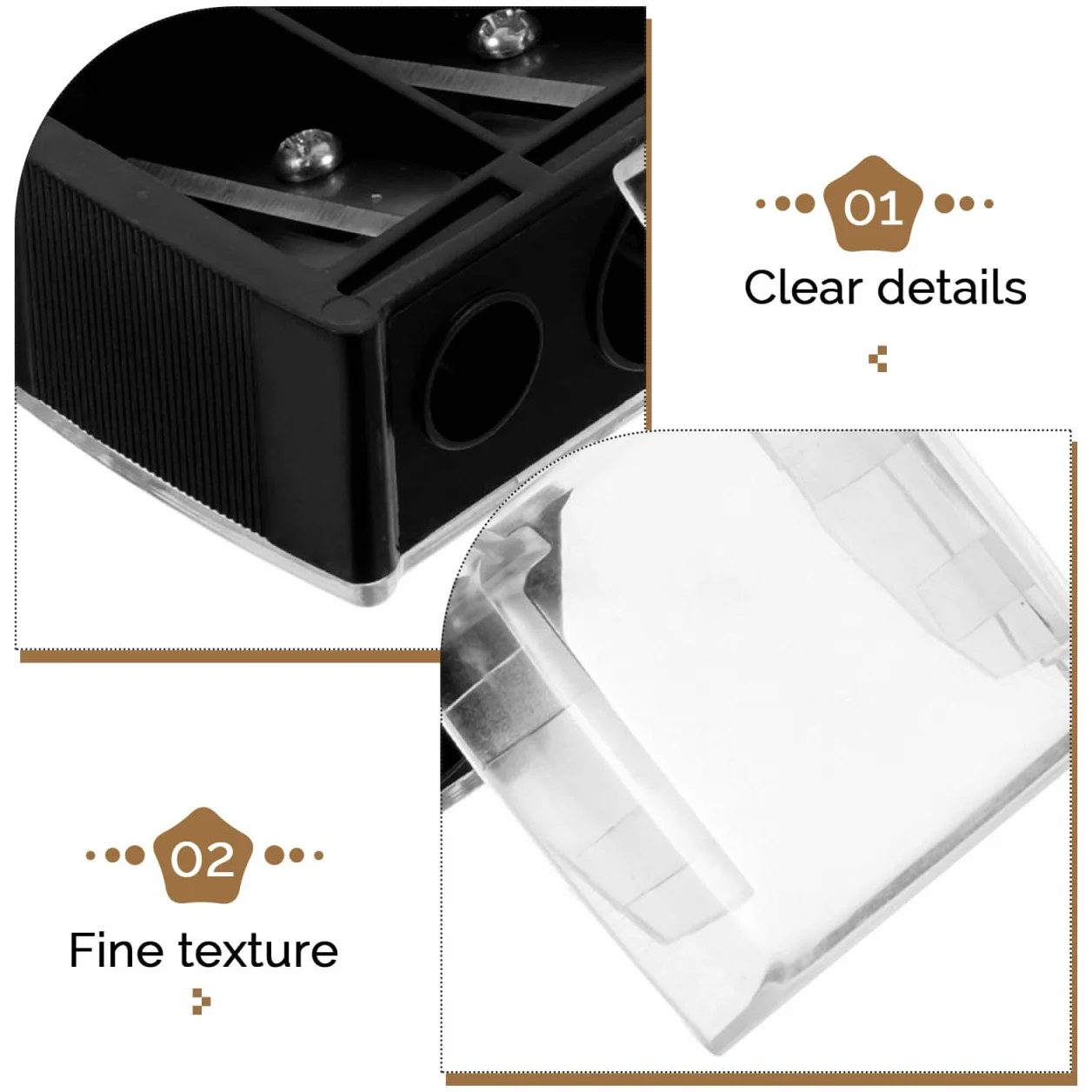 FRCOLOR Taille-Crayon Maquillage Double Trou Compact Mini Portable Avec Réservoir 1 Pièce