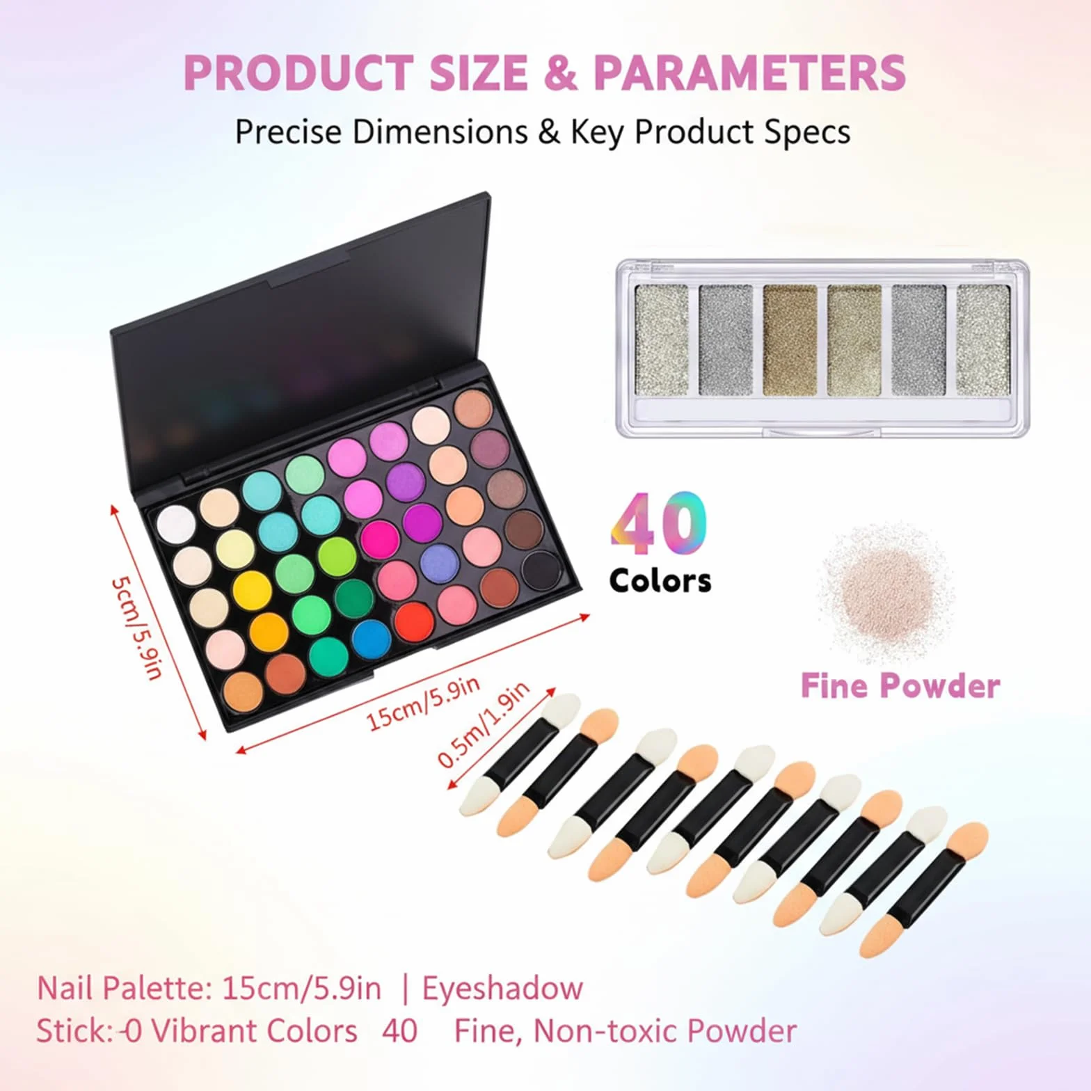 Palette de pigments chrome 46 couleurs poudre à ongles pigmentée nuances néon pour manucure