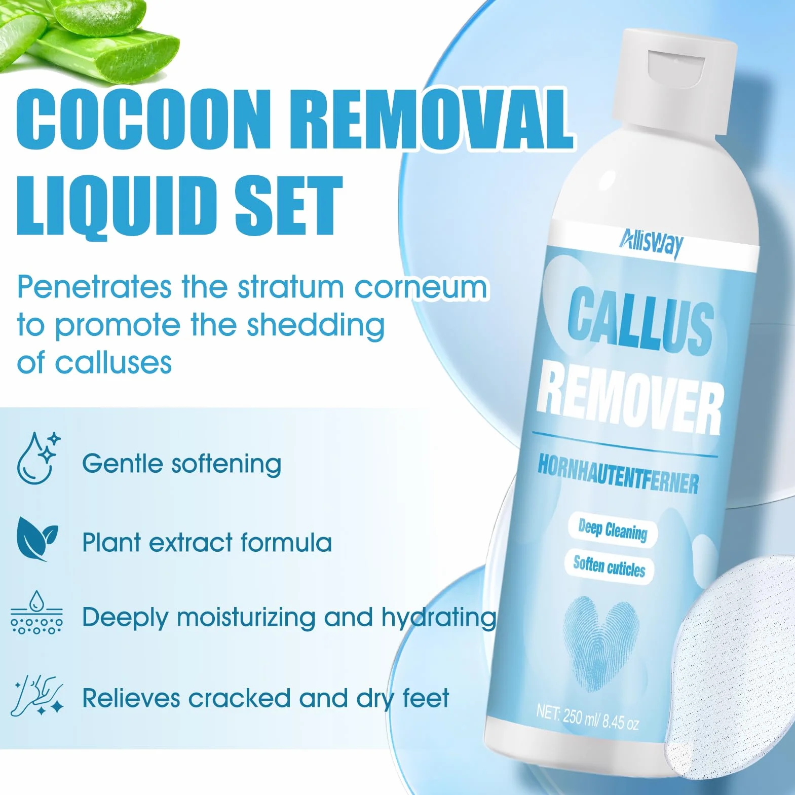 Lotion Anti Callosités Pieds 250 ml Soin Callus Remover Nano-Verre