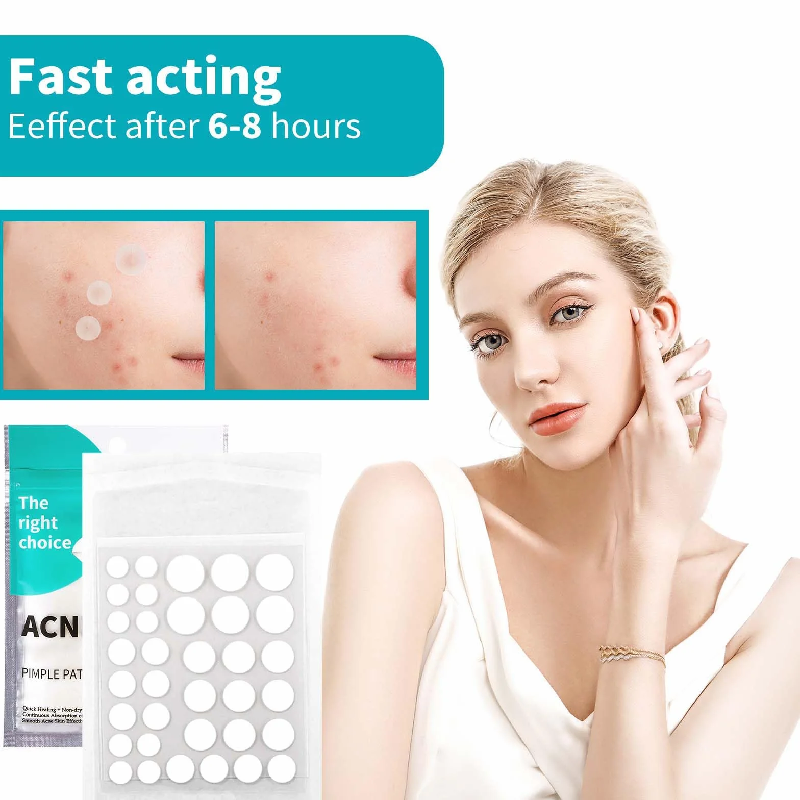 Pimple Patches 350 pièces Hydrocolloïde Acné Patch Invisible avec Huile De Tea Tree Et Acide Salicylique 5 tailles