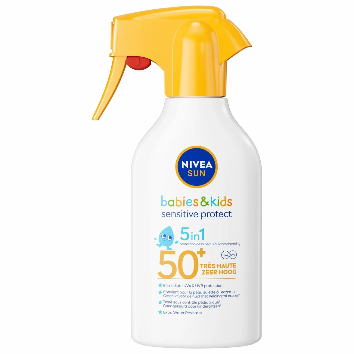 NIVEA SUN Spray Solaire Bébés & Enfants Sensitive Protect FPS 50+ 250 ml Protection Très Haute Ultra Résistant à l'Eau Crème Solaire