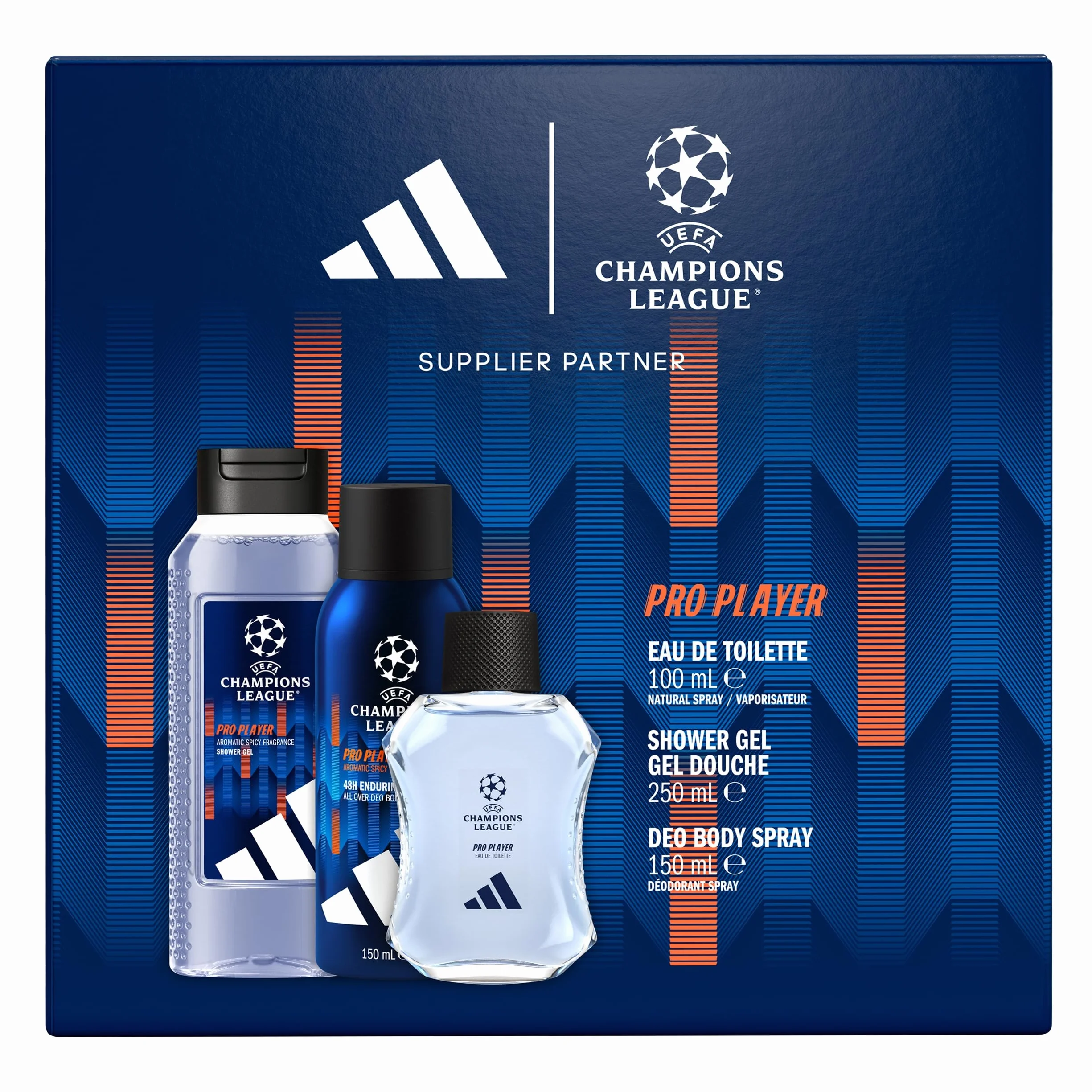 adidas UEFA Champions League Pro Player Giftset Eau de Toilette Shower Gel Deo Body Spray
