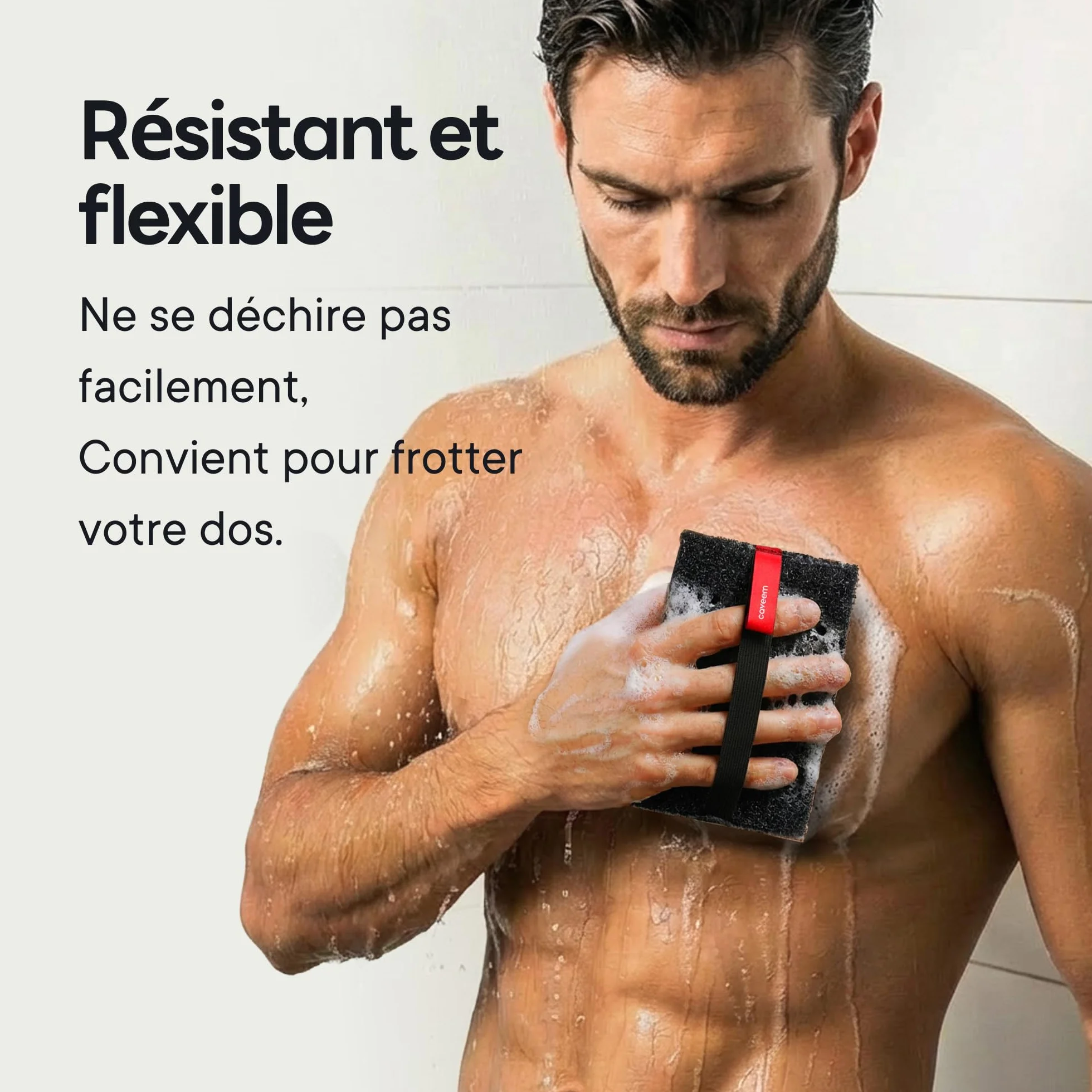 CAVEEM Éponge Exfoliante Corps Double Face Fibres Épaisses Lot de 2 Gris Foncé
