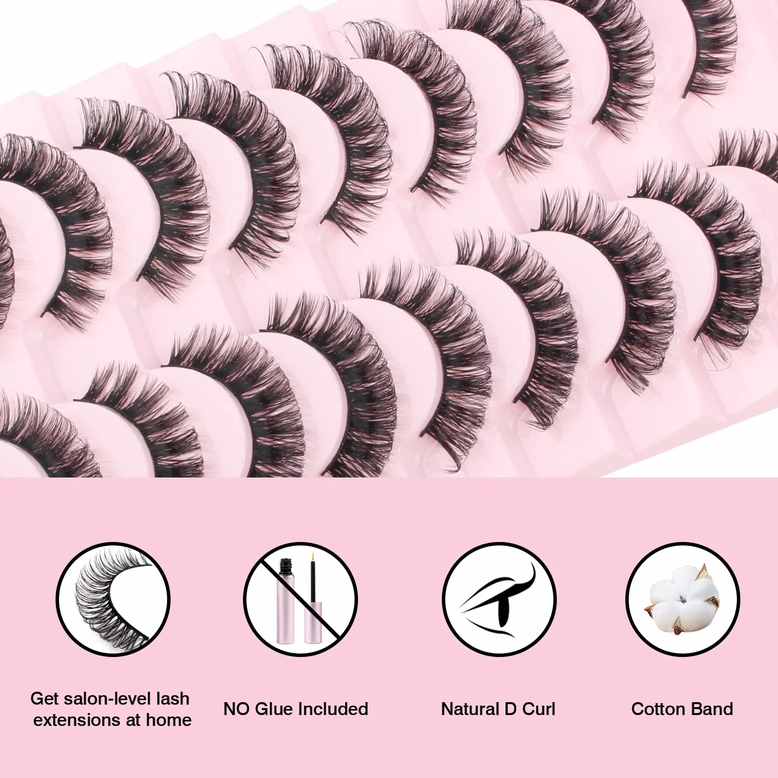 Parriparri Faux Cils Volume Russe 3D Russian Lashes 10 Paires Faux Cils Naturel Dramatique Fluffy False Mink Eyelashes Volumineux