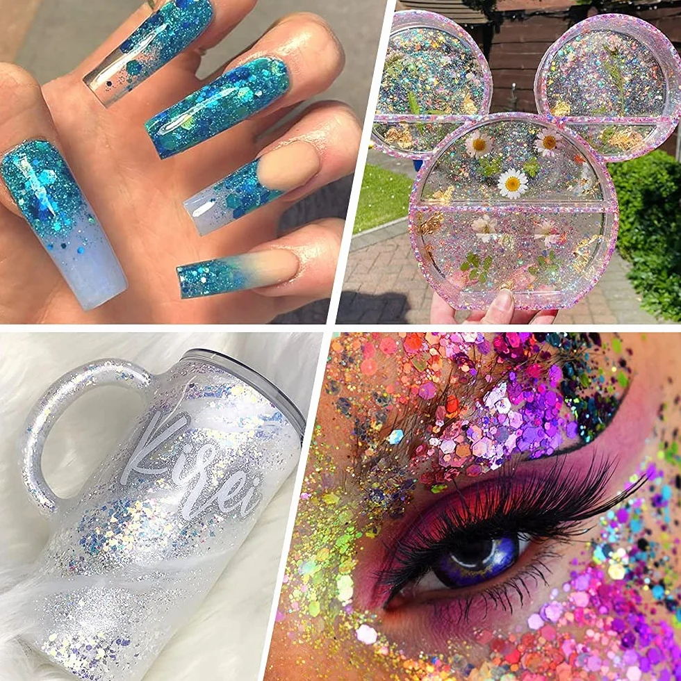 Paillettes irisées cosmétiques 36 couleurs mélange grossières et fines visage corps yeux ongles