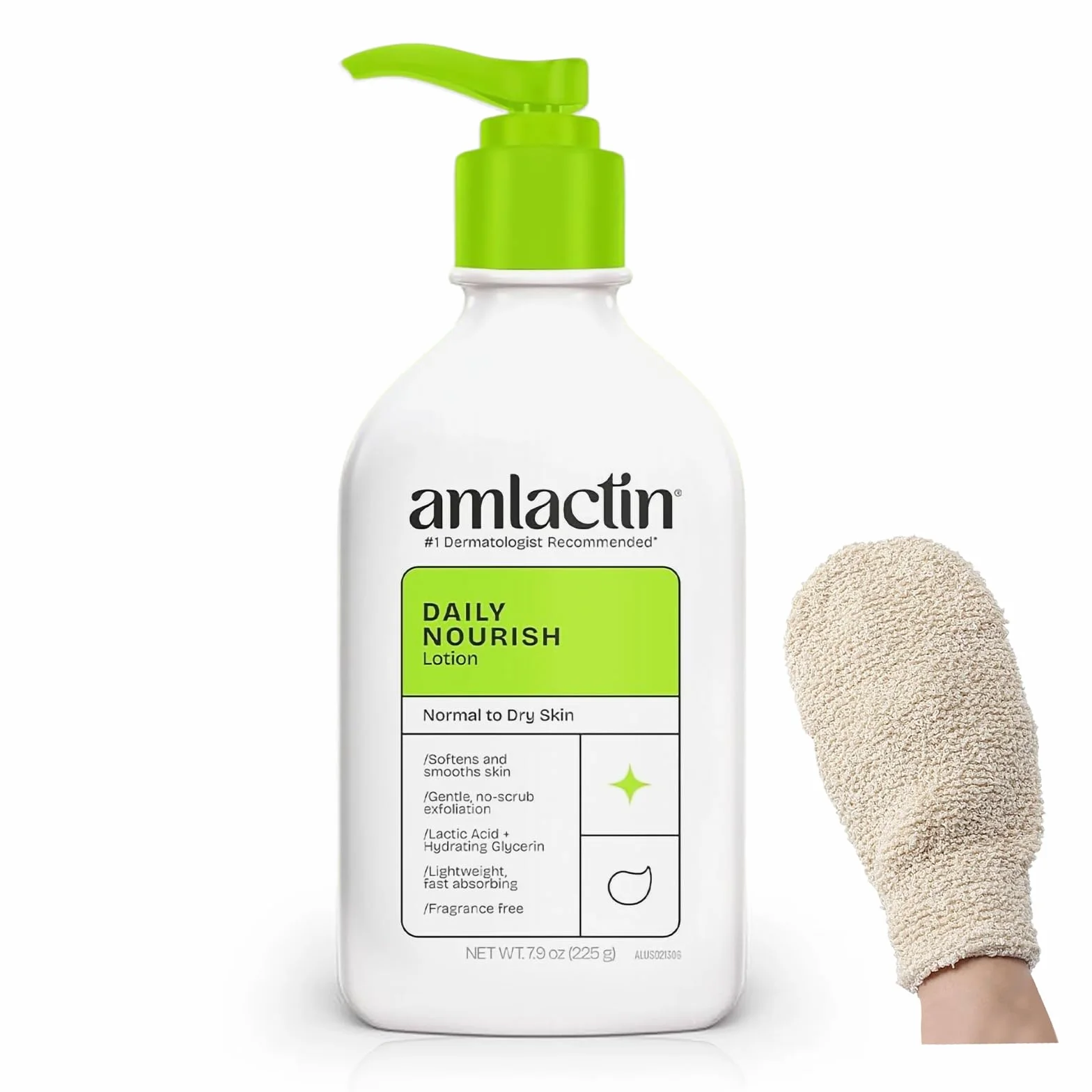 LUXPAKS Bath Glove with Amlactn Moisturizing Lotion Exfoliating Body Lotion with Lactic Acid