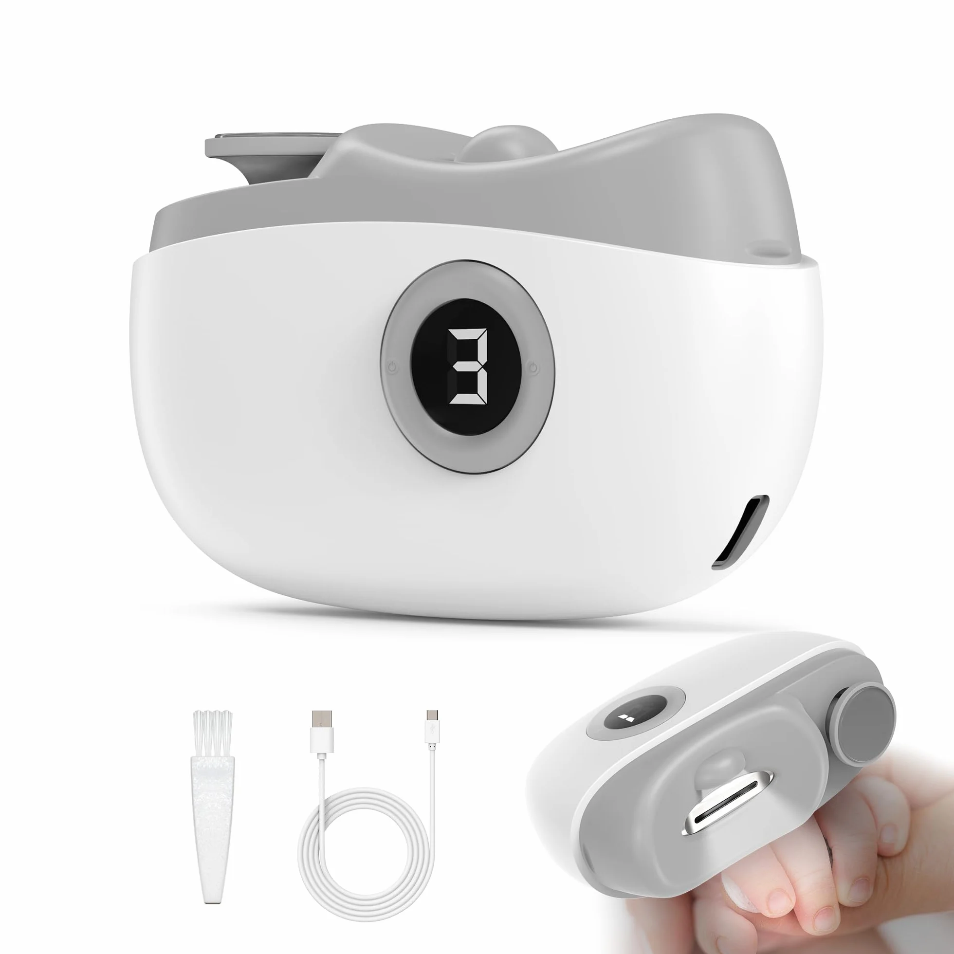Coupe Ongle Electrique, 2-en-1 Coupe Ongle avec Lumière LED et Écran Numérique, 3 Vitesses Coupe-Ongles Électrique avec Rangement pour Les Résidus D'ongles, pour Bébés, Personnes âgées et Adultes
