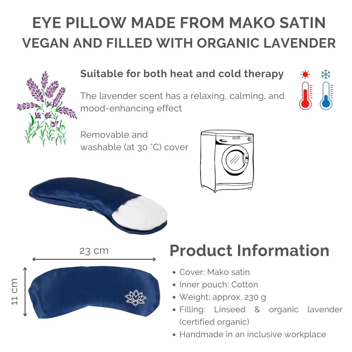 Bodhi Coussinet d'aromathérapie pour les Yeux, Lavande et graines de Lin biologiques, Soie ou Modal