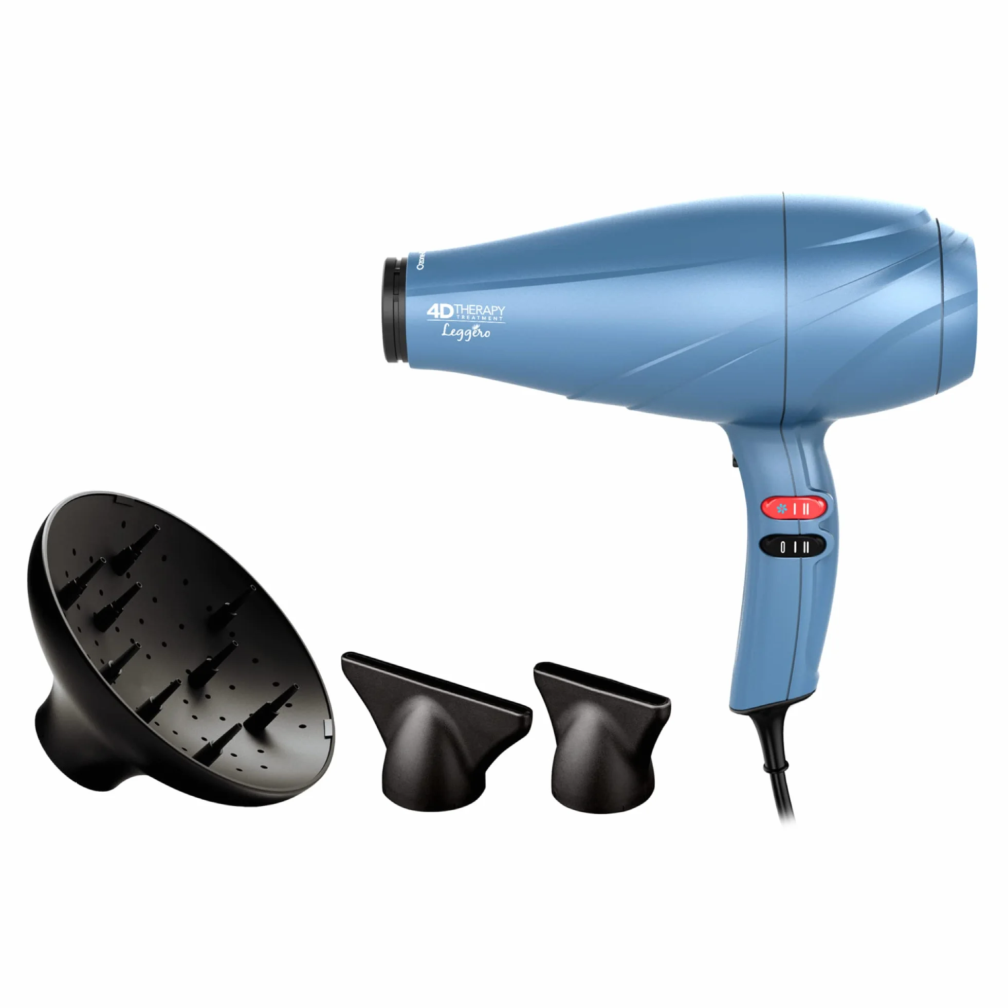 Gama Italy Professional - Leggero Ozone Ion 4D - Made in Italy - Moteur AC longue durée - 2400W de puissance - 4 avantages : Éclat, anti-frisottis, reconstruction, anti-âge - 535 g