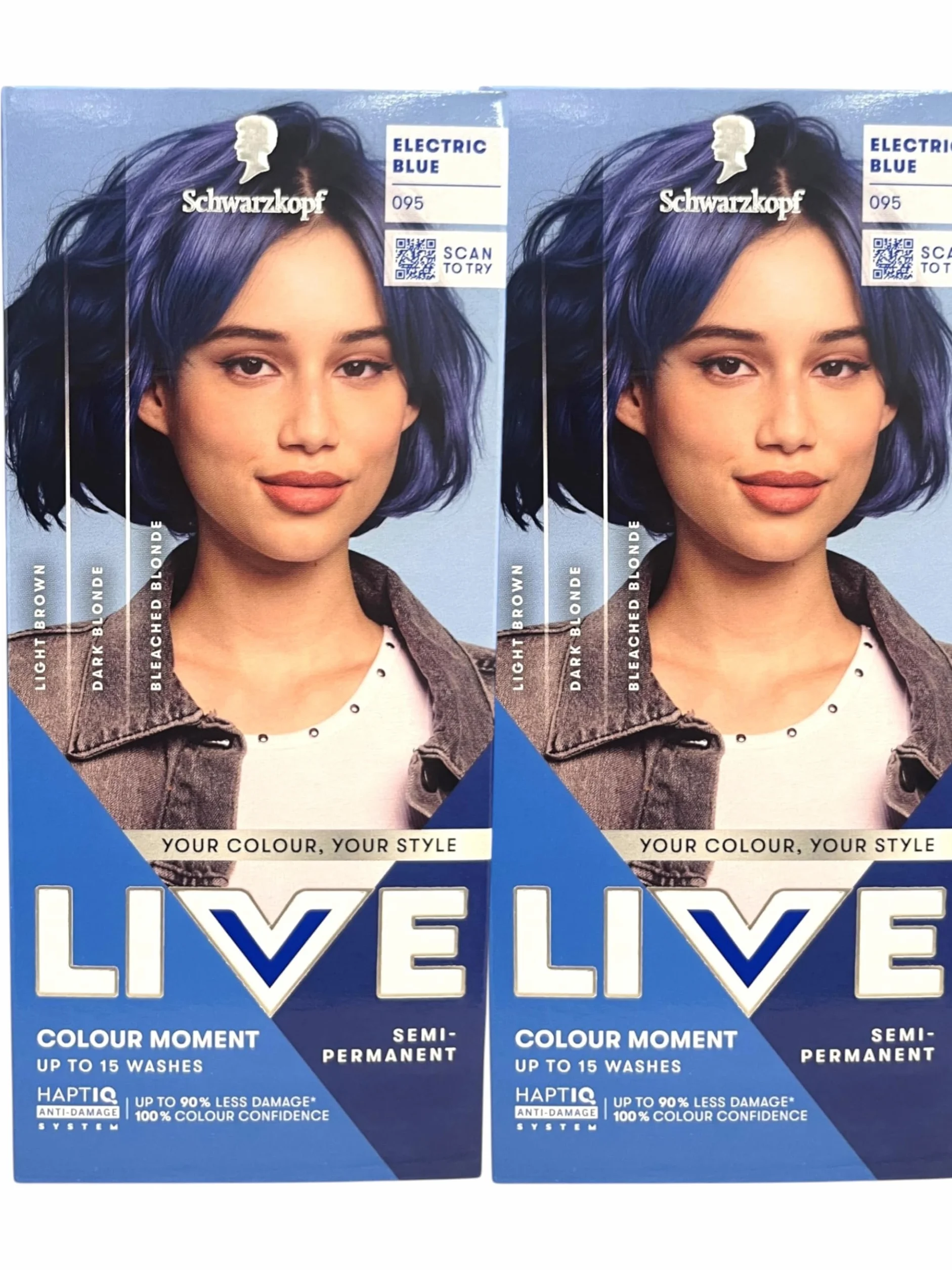Schwarzkopf LIVE Ultra Bright Hair Dye, 095 Electric Blue Pack of 2