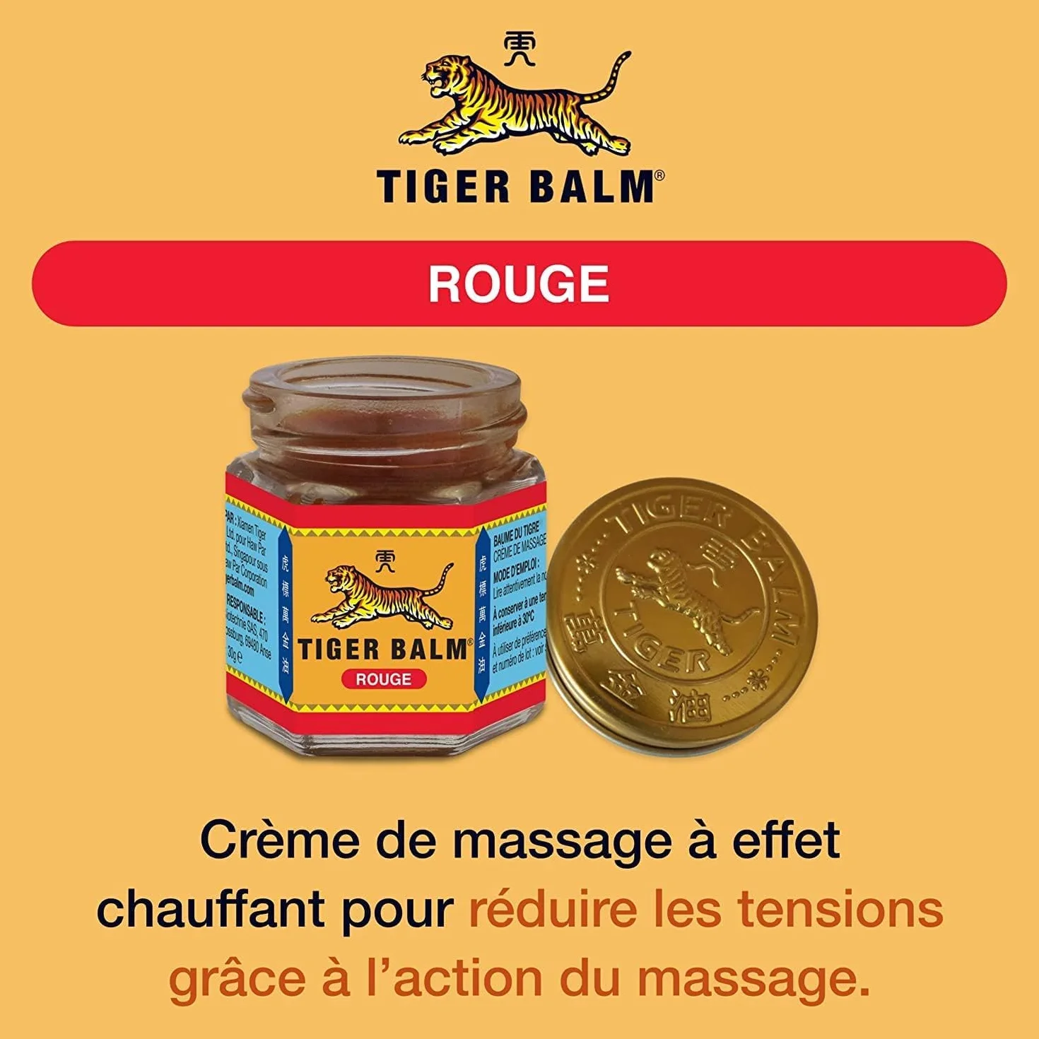 Tiger Balm Baume du Tigre Rouge Effet Chauffant Camphre Menthol 30 g
